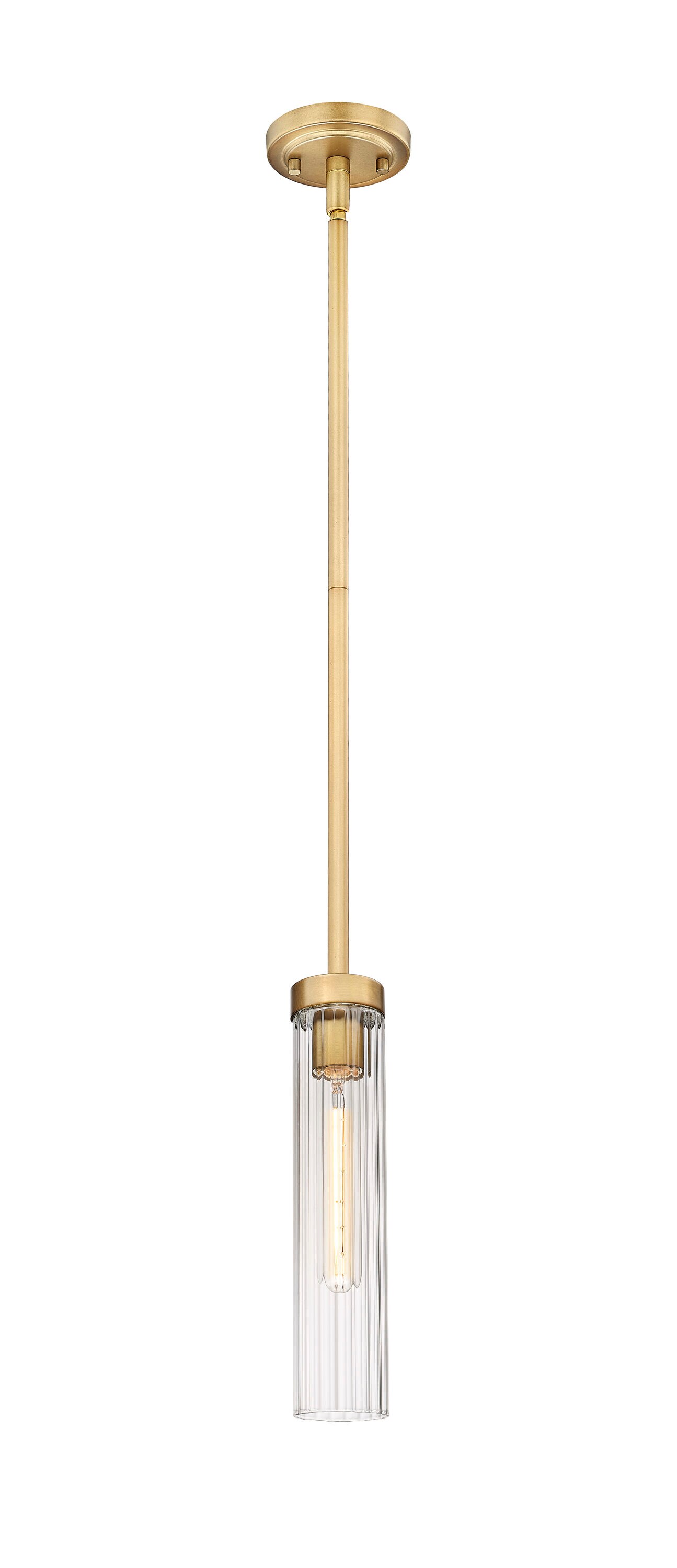 Beau Rubbed Brass and Clear Glass LED Pendant Light