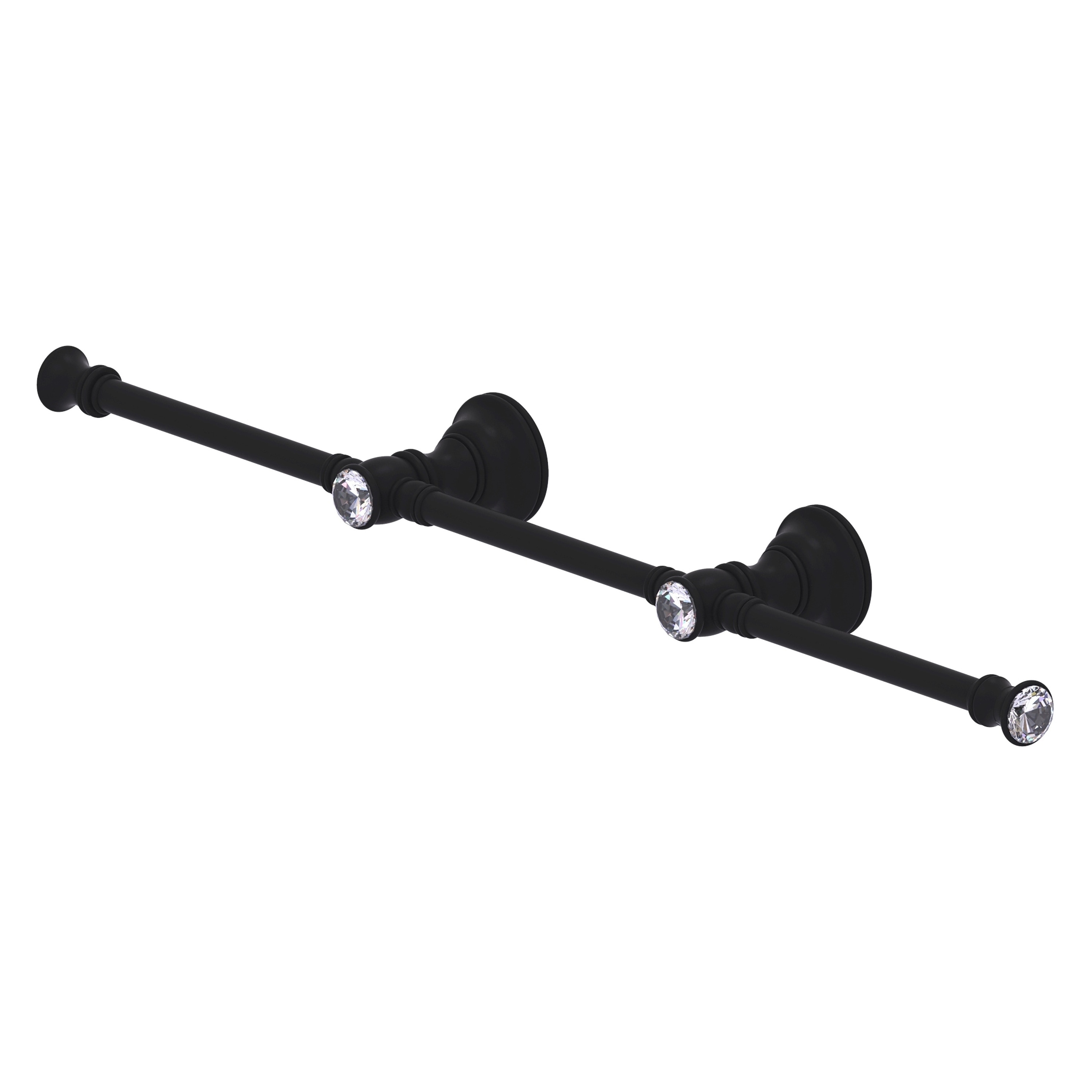 Allied Brass CC-HTB-3-BKM Carolina Crystal 22-in double Matte Black Wall mount Double Towel Bar