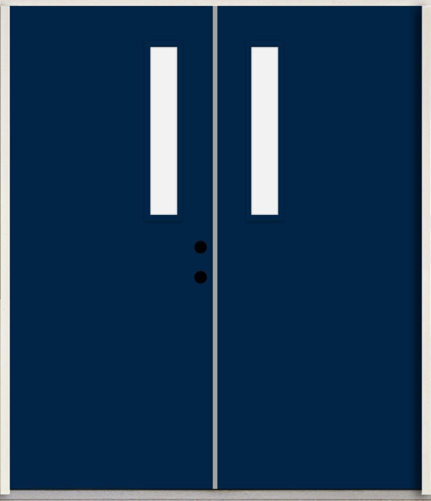 RELIABILT LO1063310 Spotlights 72-in x 80-in x Fiberglass 1/4 lite Left-hand inswing Naval Paint Painted Prehung Double Front Door Insulating core