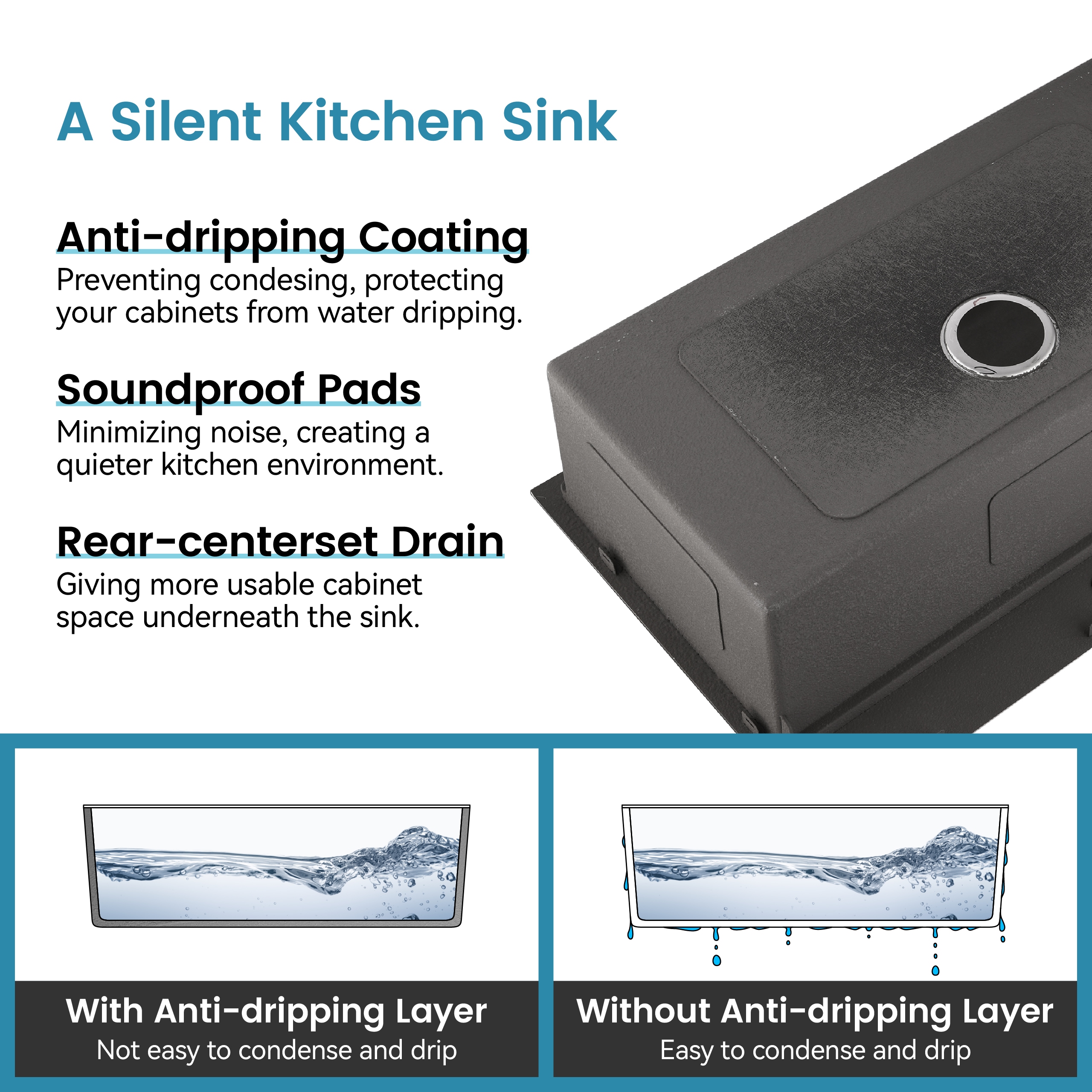 Forclover WHC-QZ1816S1WH Kitchen-Sinks - View #3