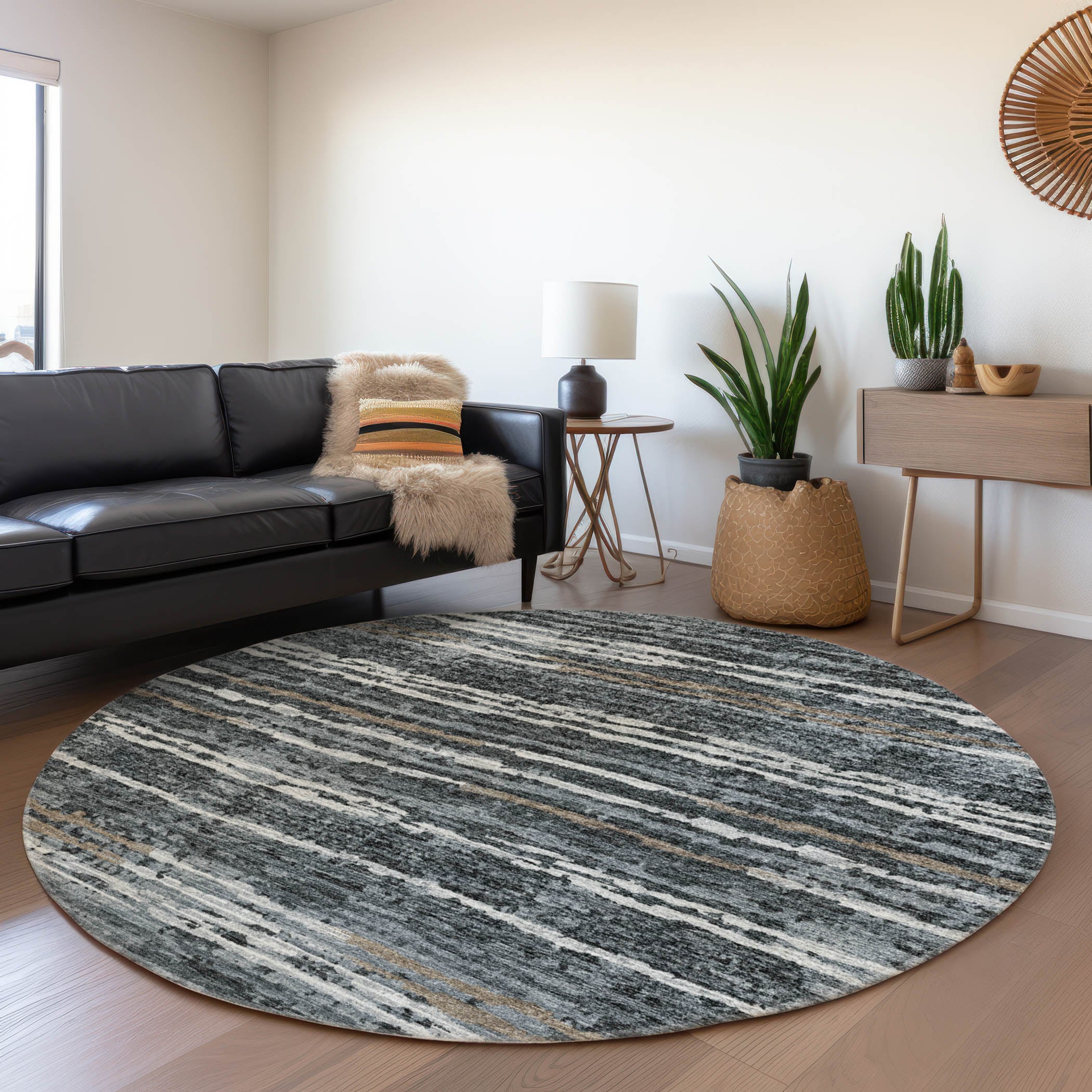 Addison Rugs AMF75SH8RO Mayfield AMF75SH 8 x 8 (ft) Loomed Polyester Shadow Round Indoor Abstract Machine washable Area rug