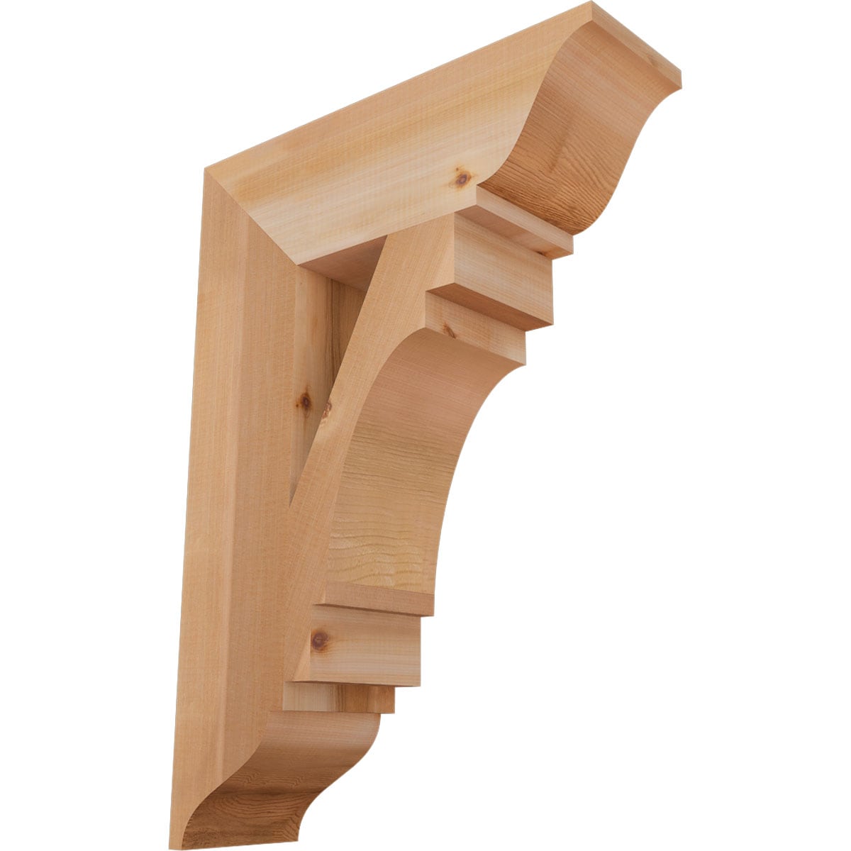 Ekena Millwork BKT06X20X28MRC01SWR Merced traditional smooth 5-1/2-in x 20-in x 28-in Western red cedar Brown Wood Standard bracket