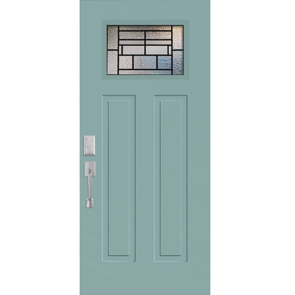 RELIABILT 10172515 Entry Door 36-in x 80-in x 4-9/16-in Steel Craftsman Right-hand inswing Artic Ice Painted Prehung Front Door with Brickmould Insulating core