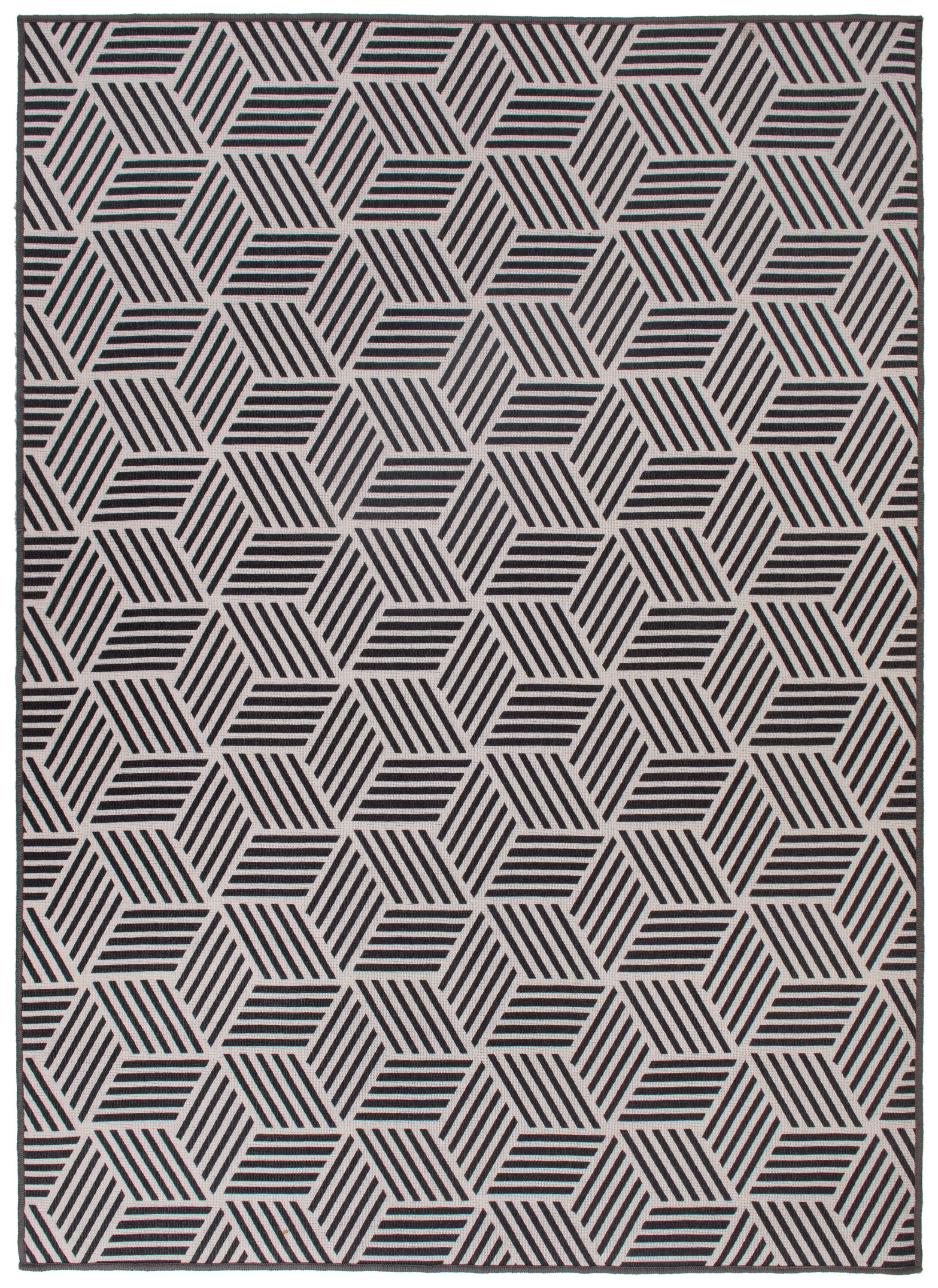 World Rug Gallery Ravenna 8 X 10 (ft) Black Indoor/Outdoor Geometric ...