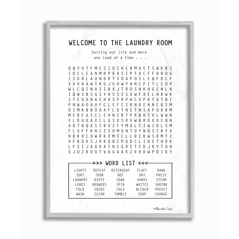 Black and White Laundry Room Crossword Puzzle Sign Wall Art at Lowes com