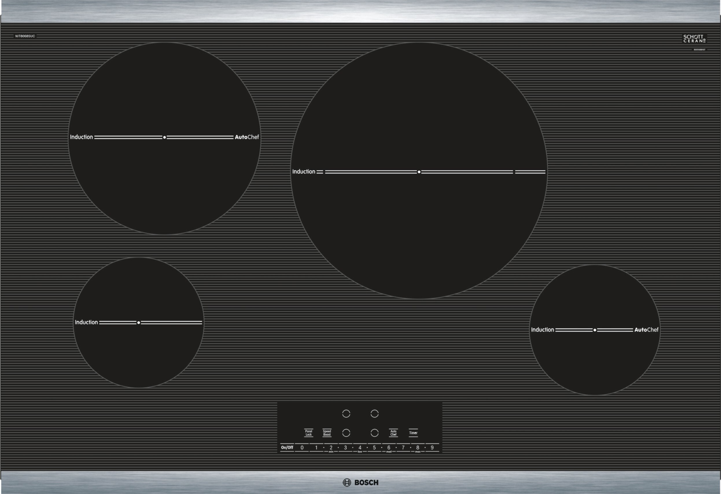 Bosch NIT8068SUC 800 30-in 4 Elements Black Induction Cooktop