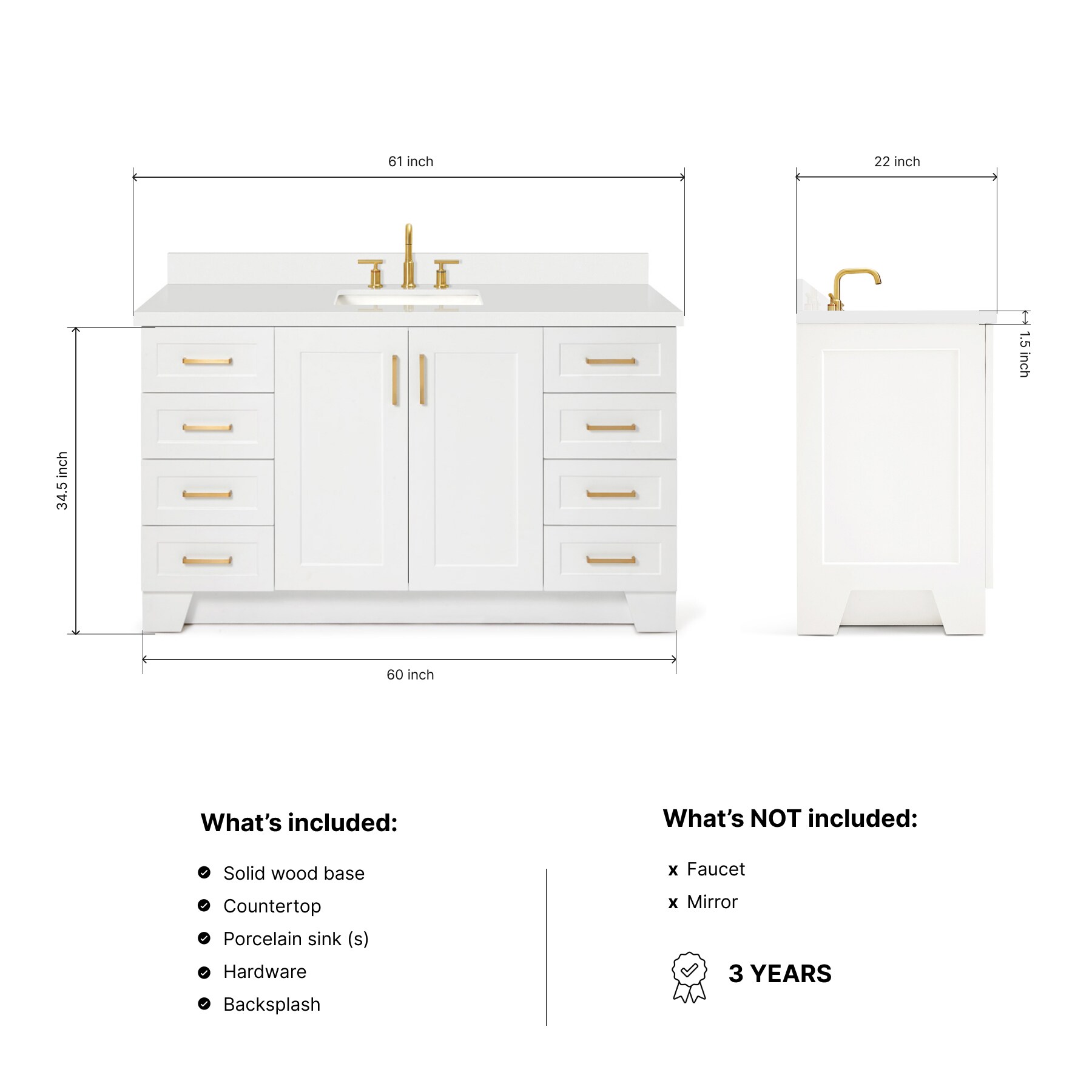 ARIEL Q061SWQRVOWHT Bath-Vanity-Combo - View #3