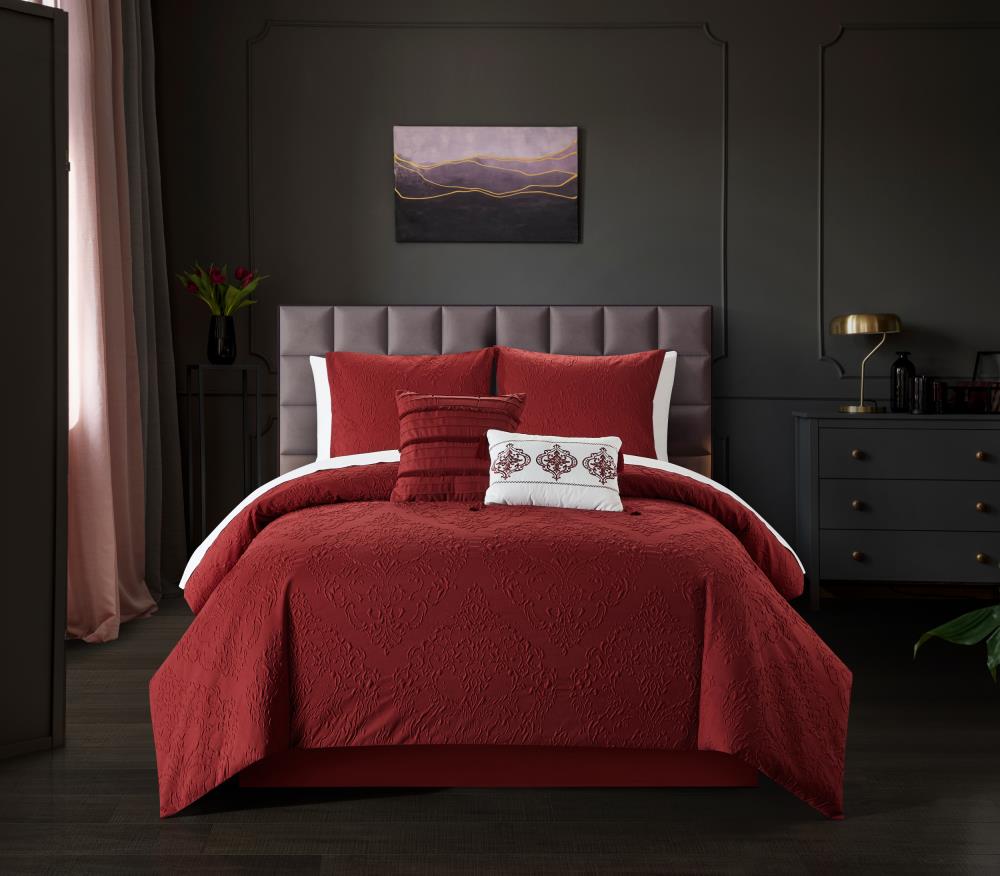 Presenter Vugge skrue Chic Home Design Mayflower 5-Piece Brick Red Queen Comforter Set in the Bedding  Sets department at Lowes.com