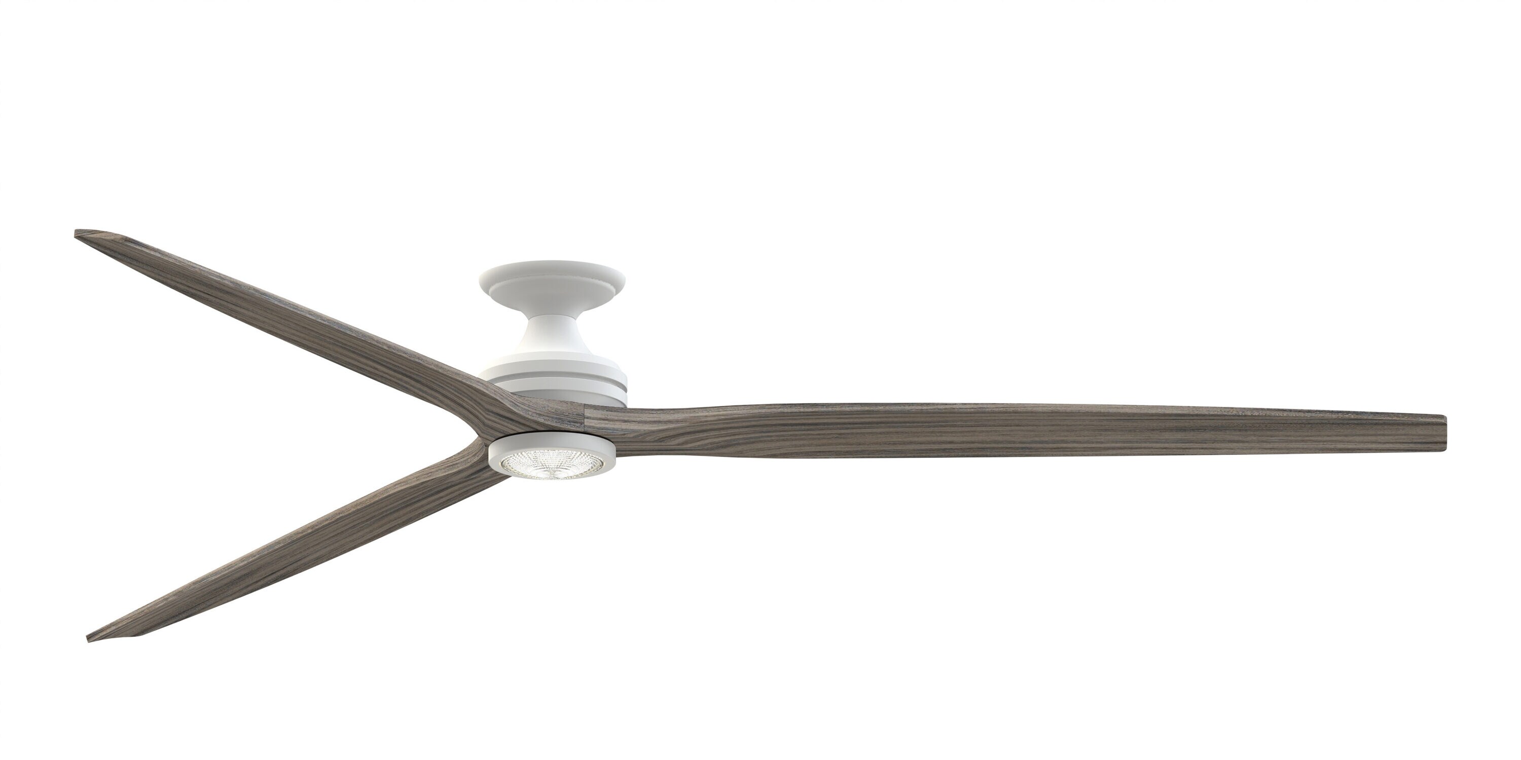 Fanimation FPD6721BMW-96WE-LK-F Spitfire 96-in Color-Changing Integrated LED Outdoor Flush Mount Smart Matte White with Weathered Wood Blades Propeller Ceiling Fan With Light - Remote Included ( 3 -Blade )