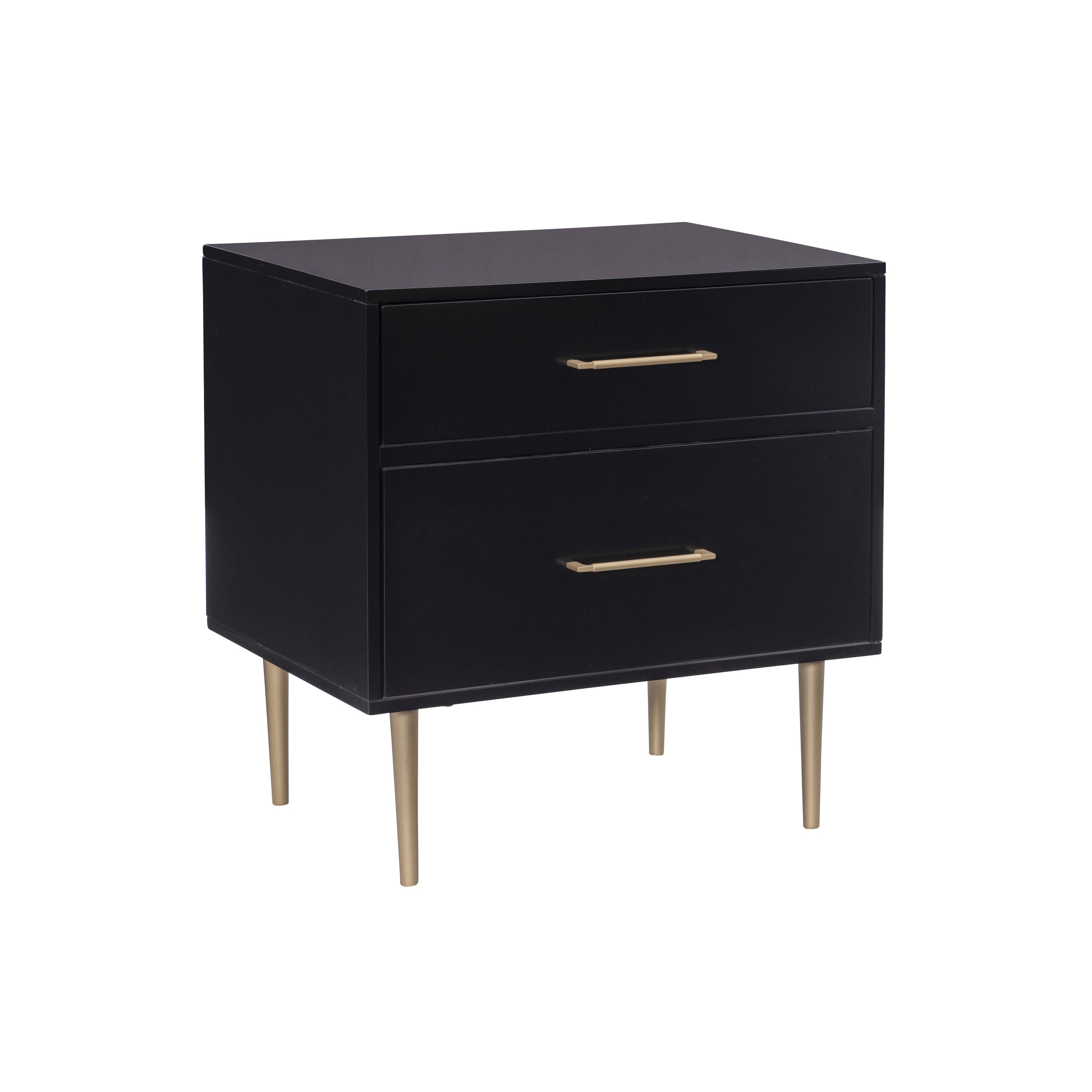 Linon Winston Black Rubberwood Nightstand in the Nightstands