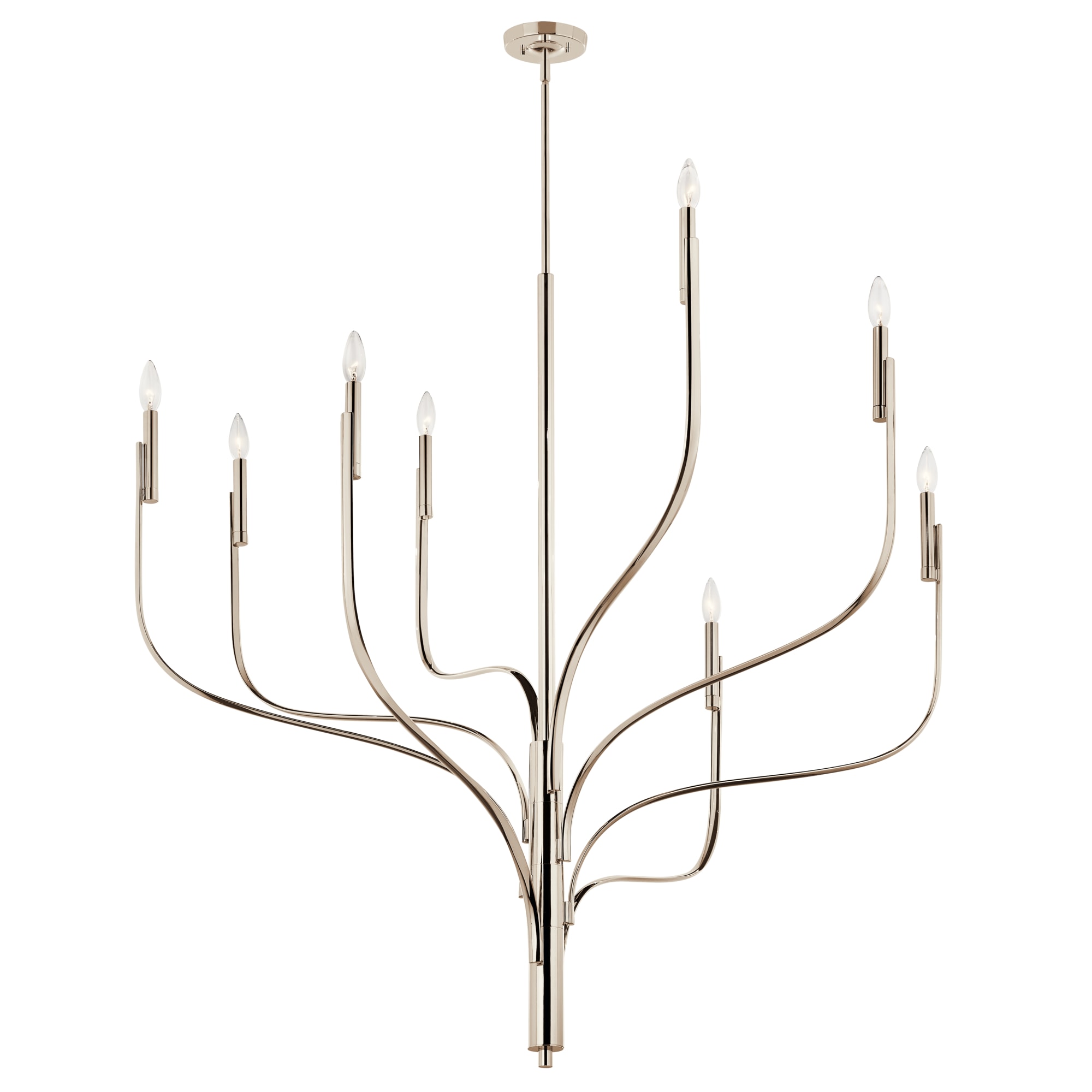 Kichler 52675PN Livadia 8 -Light Antique Nickel Modern/contemporary Bare bulb For Use in Bedrooms, Dining Rooms, Foyers, Kitchens, Living Rooms Chandelier
