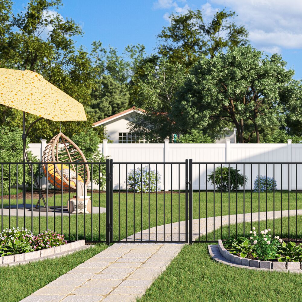 Freedom Easton 4 Ft H X 4 Ft W Black Aluminum Decorative Walk Thru Fence Gate In The Metal 6289