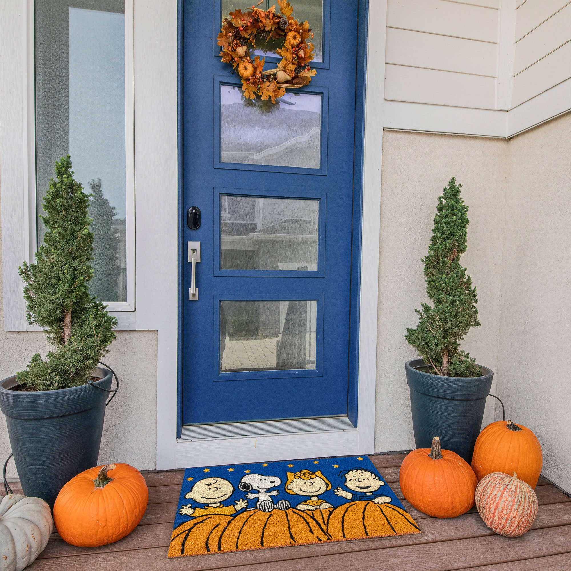 Peanuts 48357 1-1/2-ft x 2-1/2-ft Blue Coir/Rubber Rectangular Indoor or outdoor Decorative Novelty Door mat