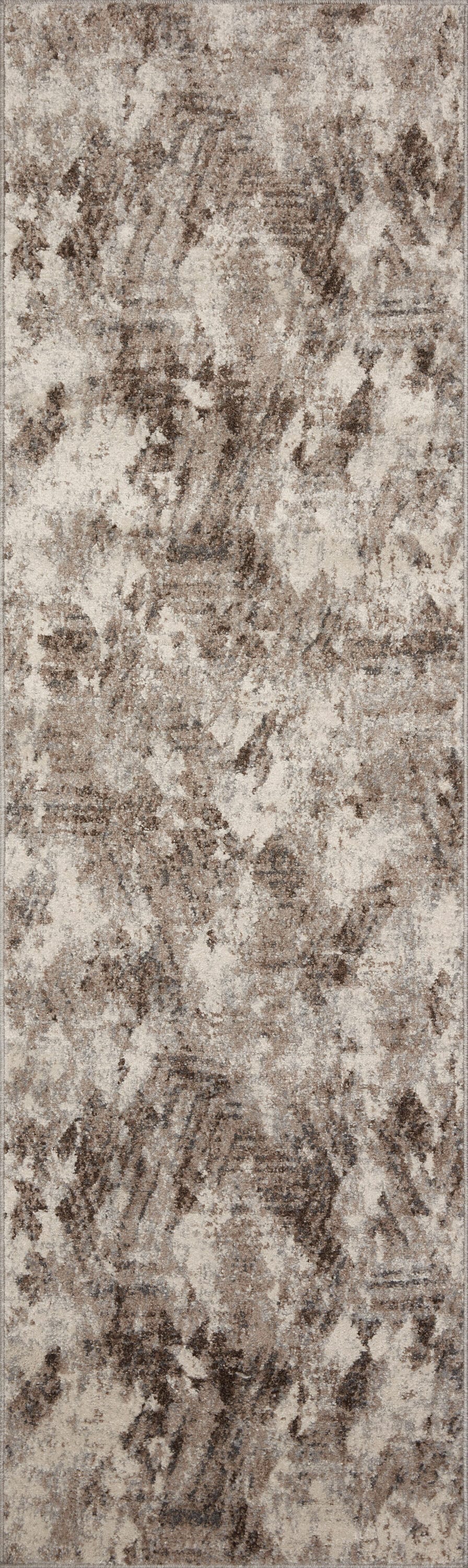 Natural Mocha Abstract Stain-Resistant Runner Rug 2'-4" x 8'-0"