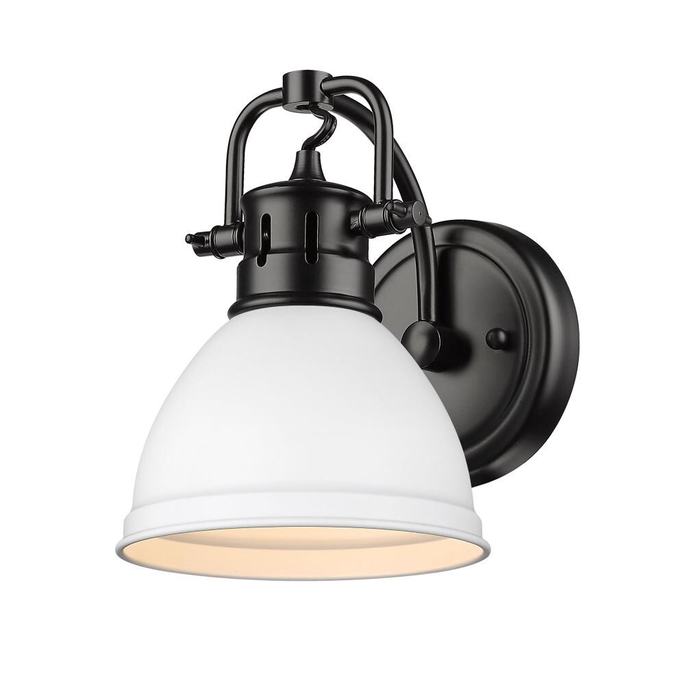 Golden Lighting 3602-BA1 BLK-WHT Duncan 6.5-in 1 -Light Matte Black Industrial Vanity light
