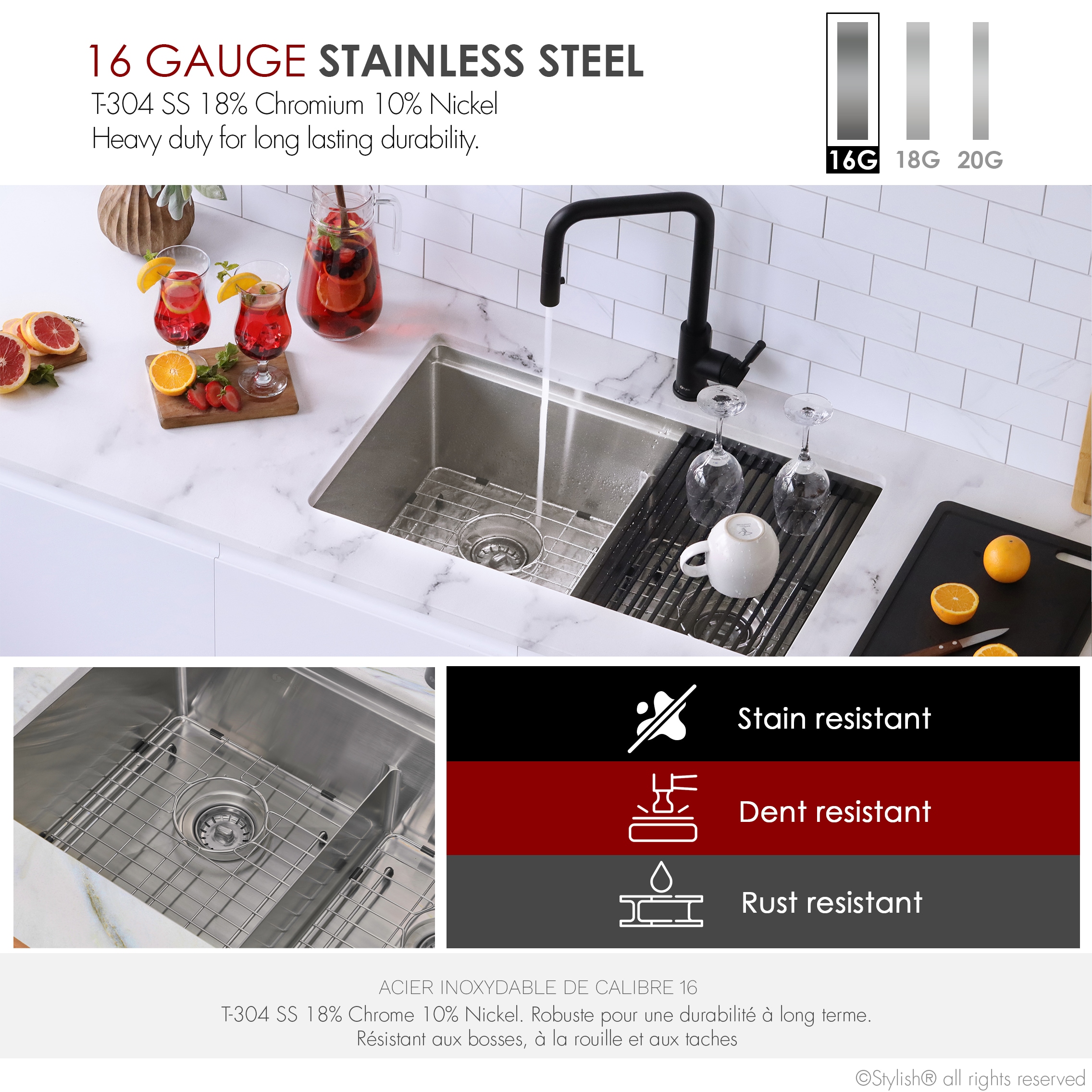 Stylish S-230W Kitchen-Sinks - View #2
