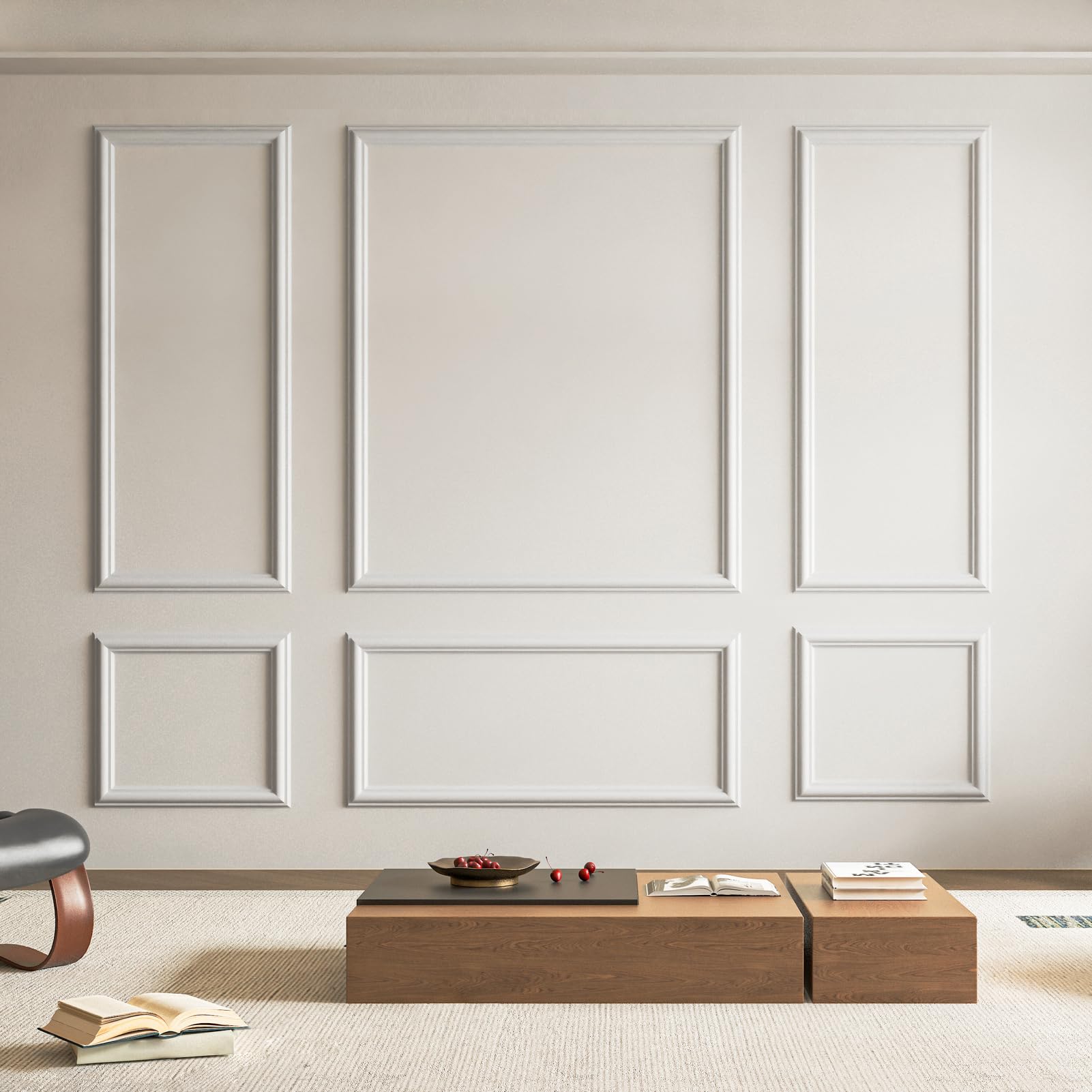 Numhew 93.7in x 79.13in White 6-Piece Wall Molding Set