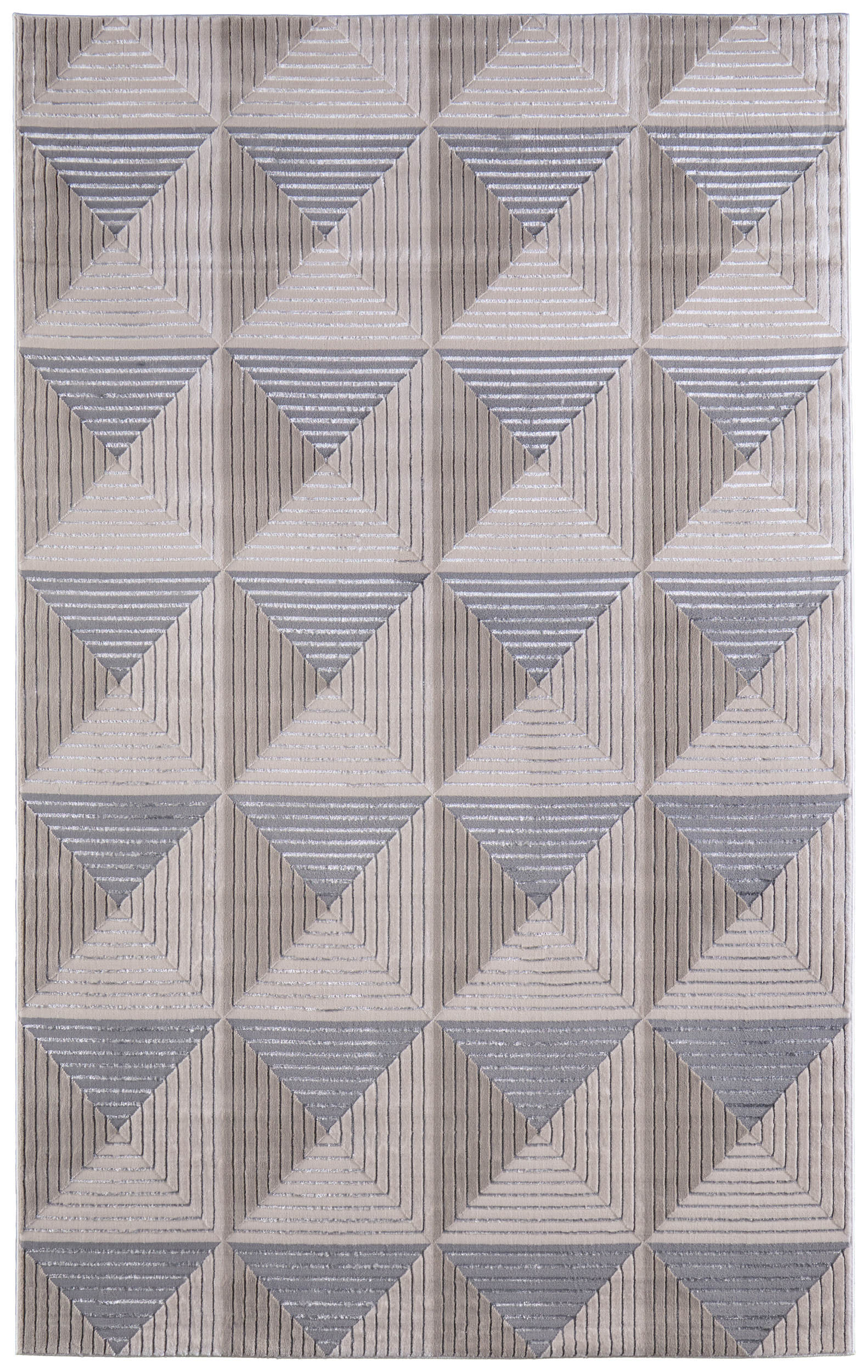 Room Envy 694R3044BGEGRYF00 8 x 10 (ft) Loomed Polyester Ivory/Gray/Ivory Rectangular Indoor Geometric Area rug