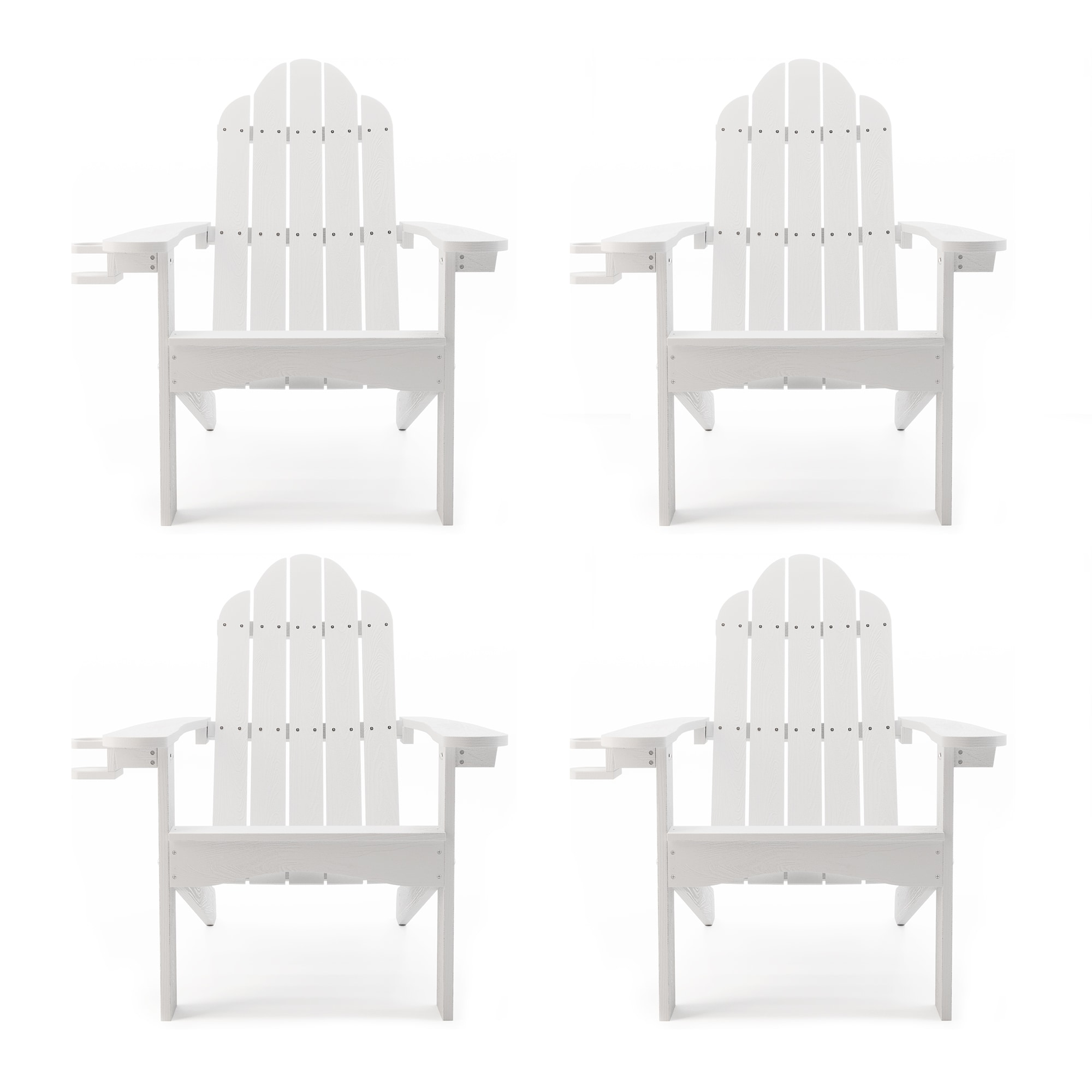 LUE BONA 4LB21CH0018-200LS The Adirondack Set of 4 White Plastic Frame Stationary Adirondack Chair with White Slat Seat