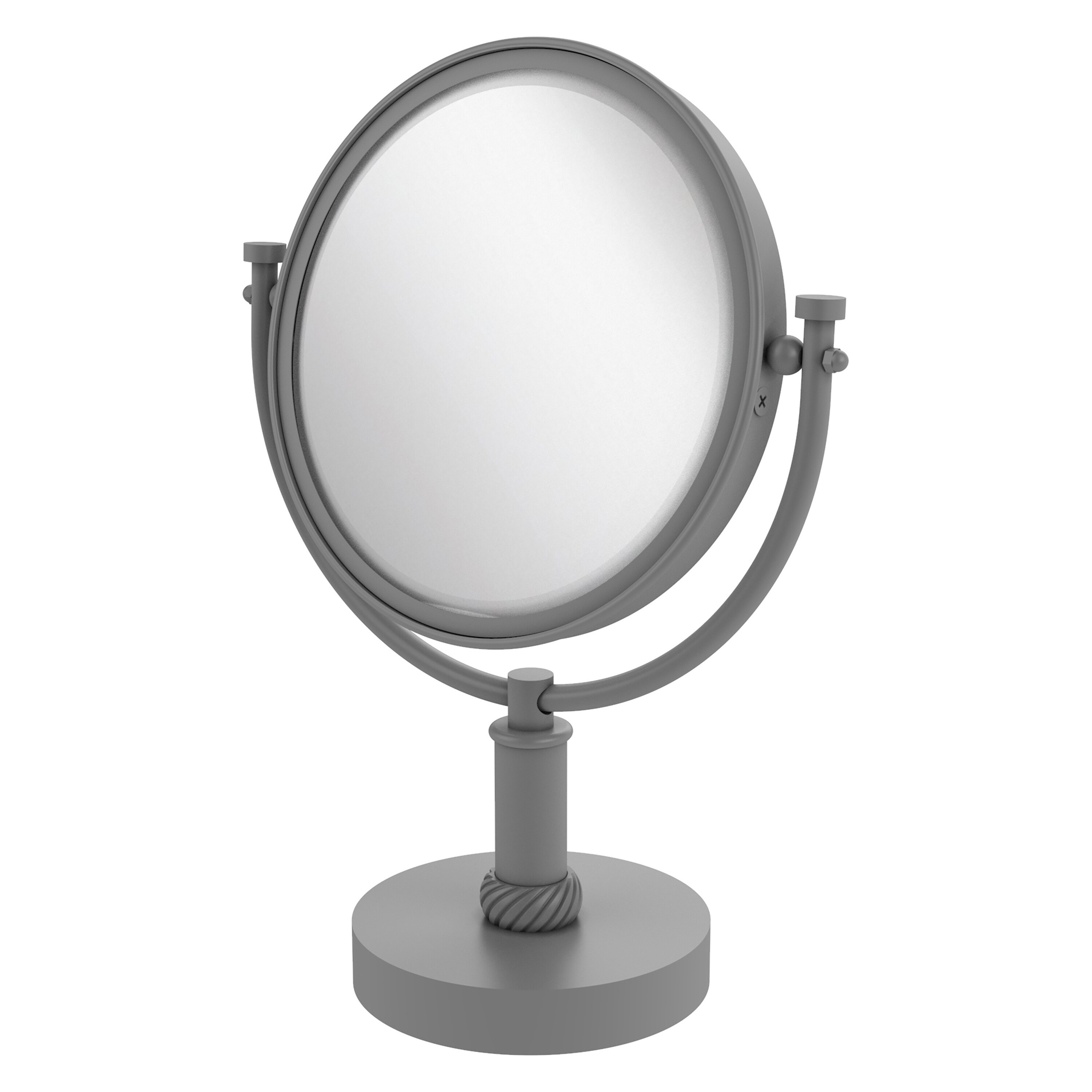 Allied Brass 8-in x 15-in Satin Brass Double-Sided Magnifying Countertop Vanity Mirror