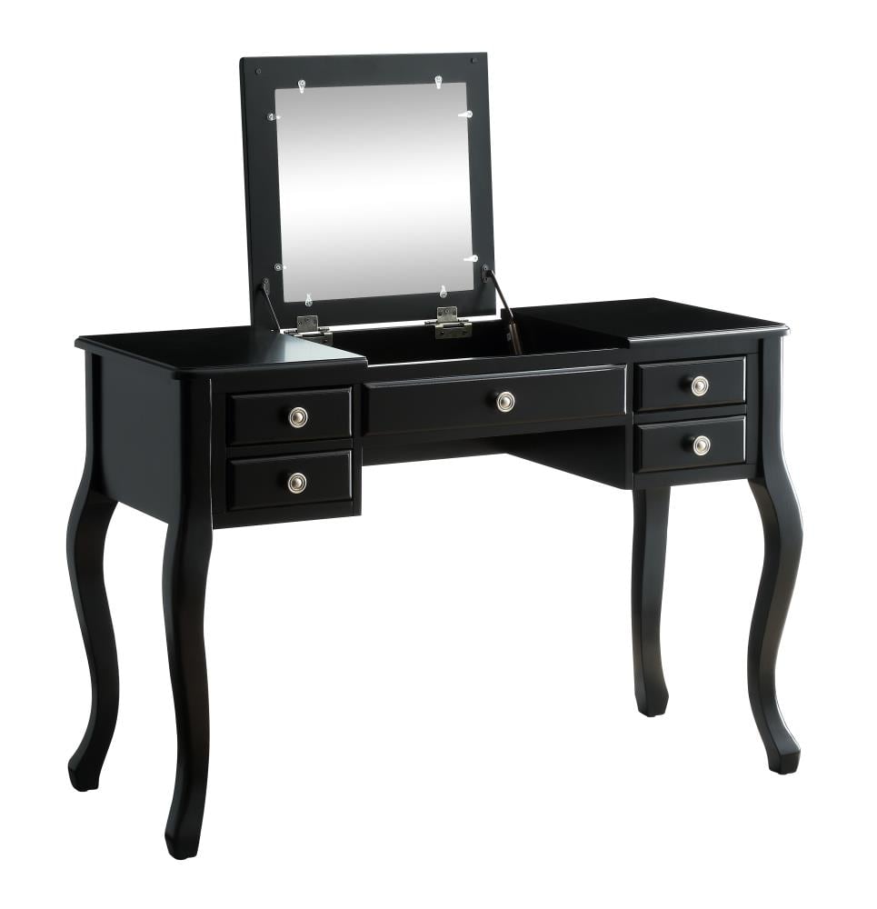 ACME FURNITURE 90370 43-in Tan Fabric and Black Makeup Vanity