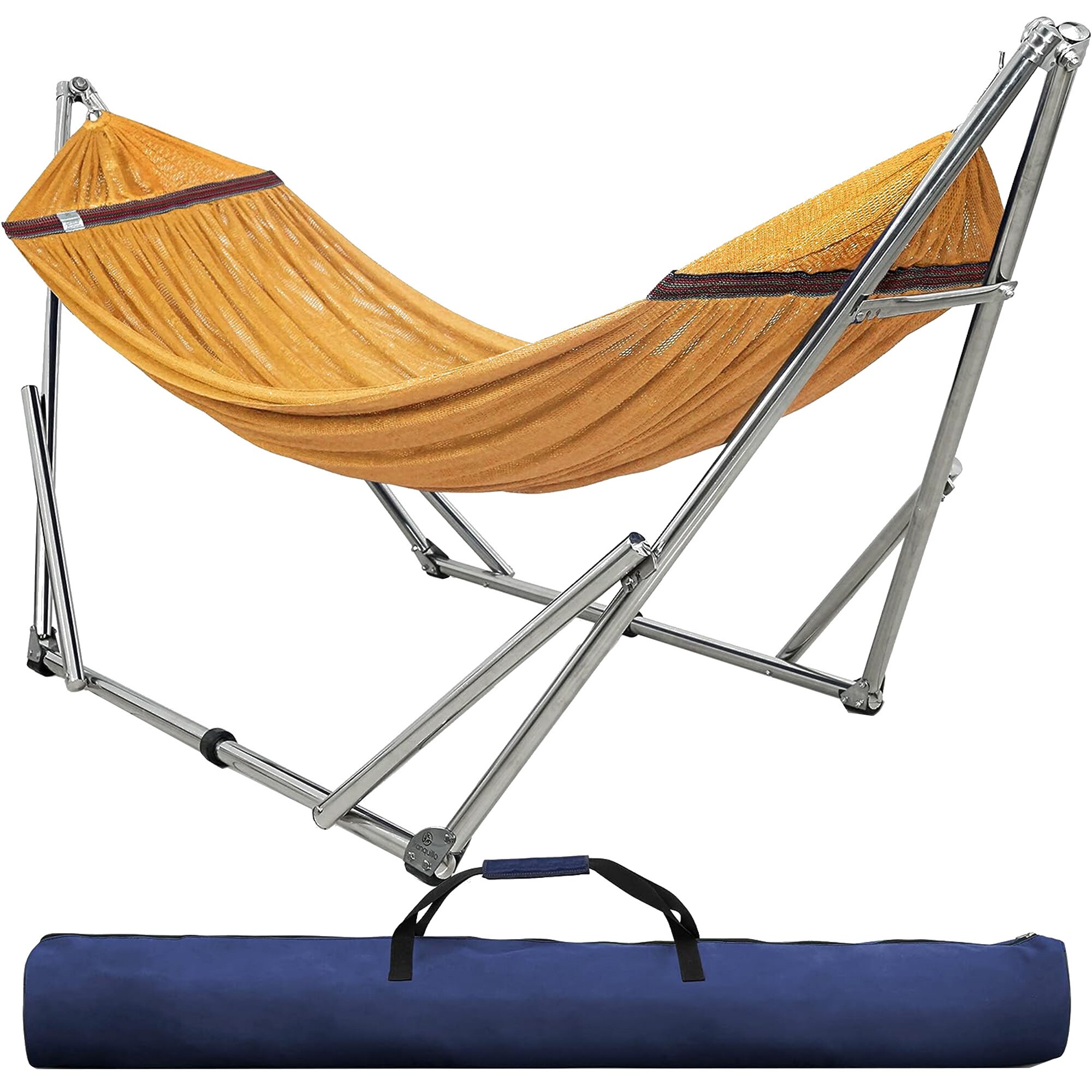 Tranquillo 321628 Universal 106 Inches Double Hammock with Adjustable Stand and Bag  Yellow