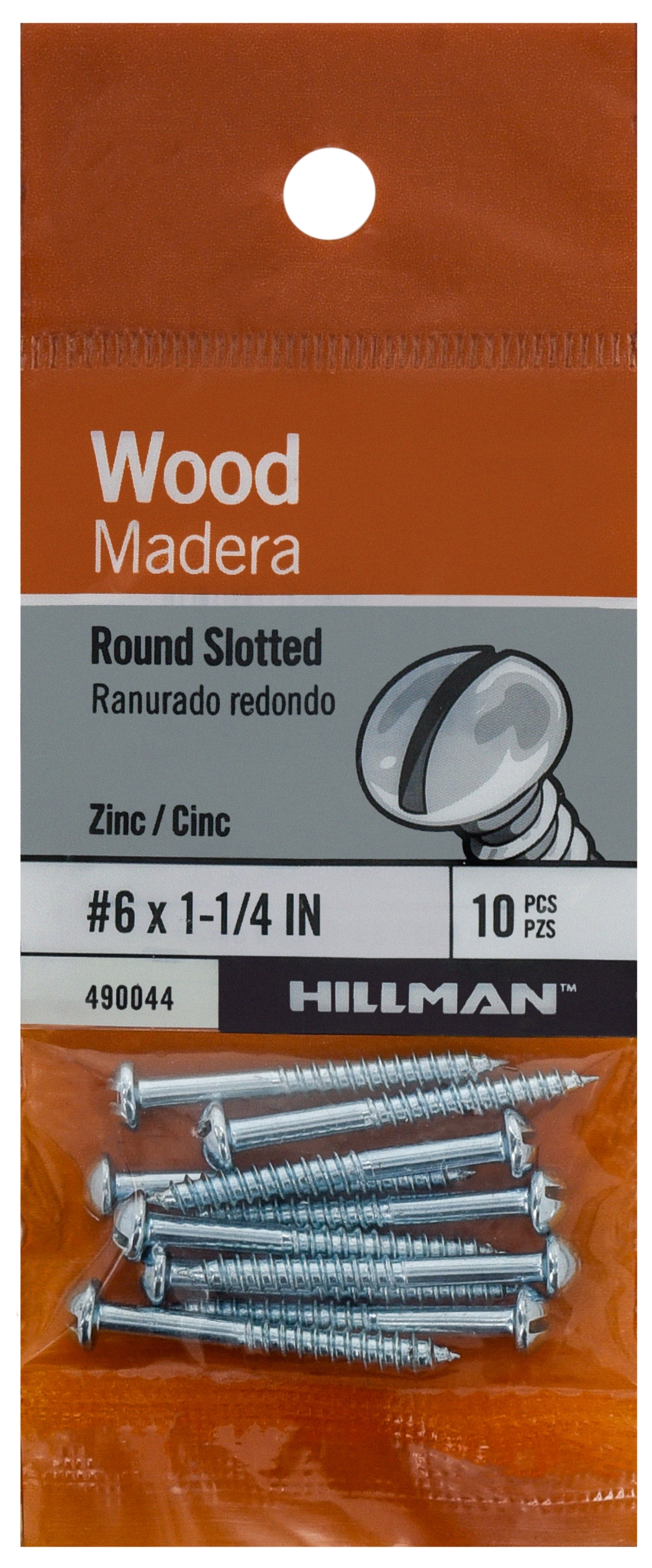 Hillman 490044 #6 x 1-1/4-in Zinc-plated Interior Wood screws ( 10 -Per Box )