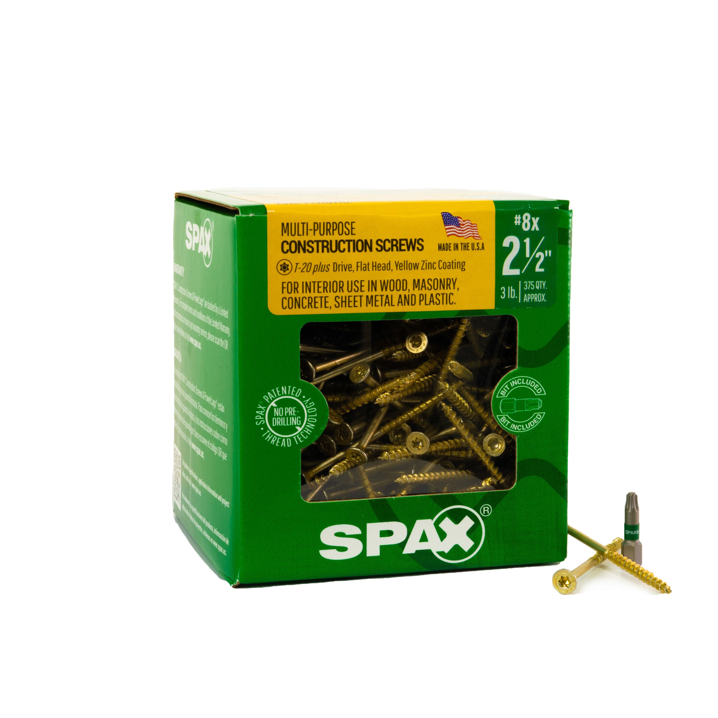 B9 Box Of 200 SPAX Zinc Yellow Passivated Wood Screws 5 x 45mm 