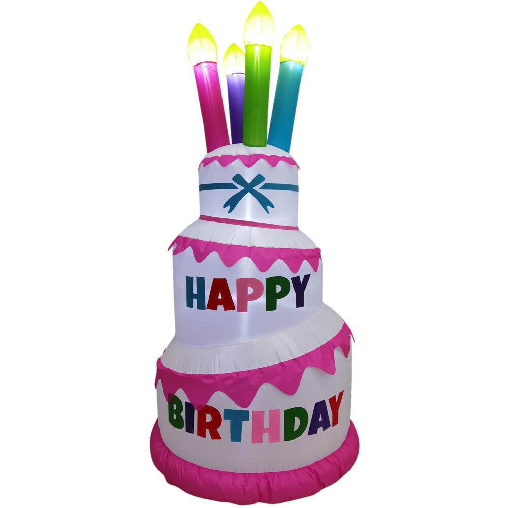 Fraser Hill Farm FHINBDCAKE063-L 72-in H Lighted Birthday Inflatable