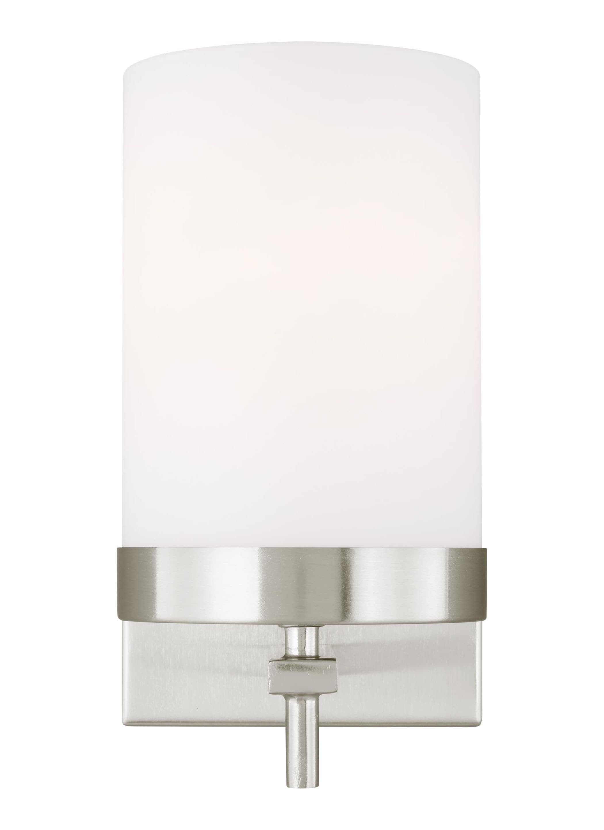 Elegant Minimalist Brushed Nickel LED Wall Sconce with Cylindrical Glass Shade