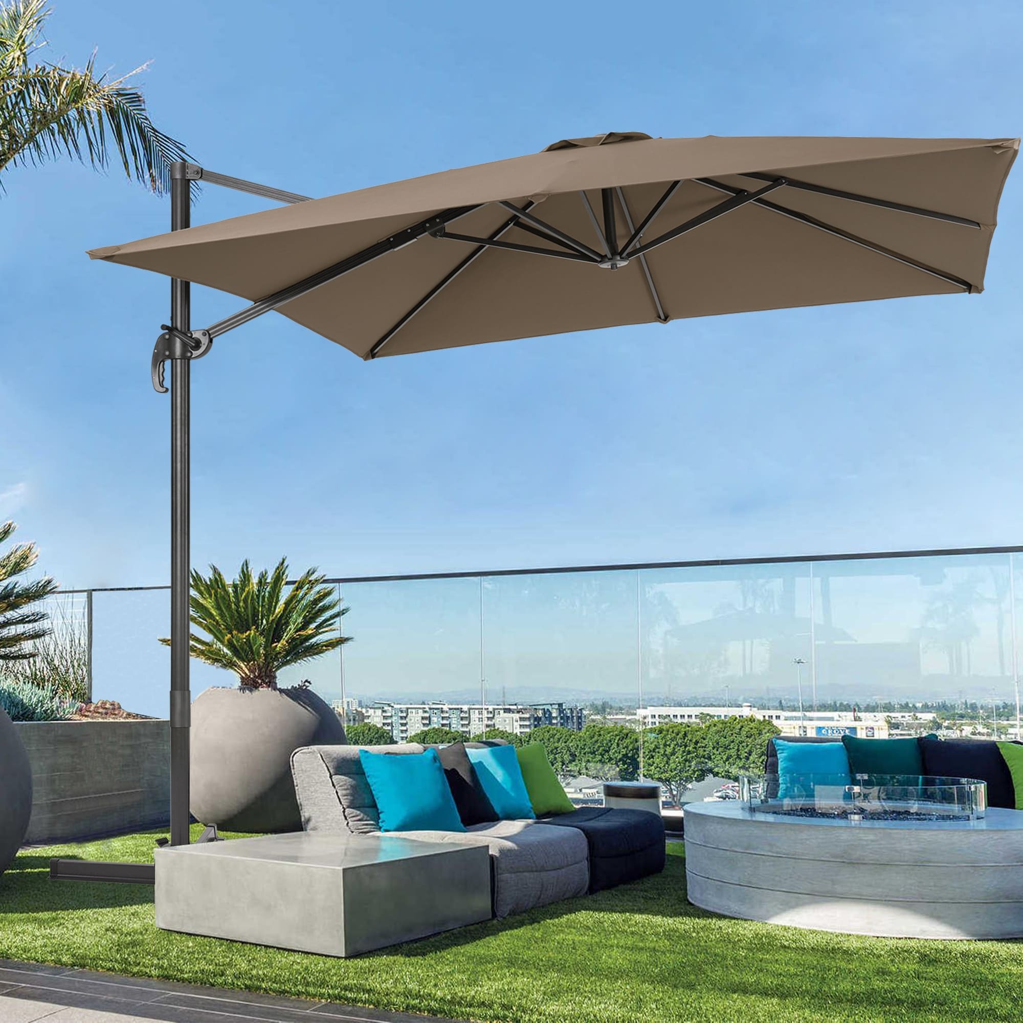 ACEGOSES LW-99TP 9-Feet Aluminum Tan No-tilt Cantilever Patio Umbrella