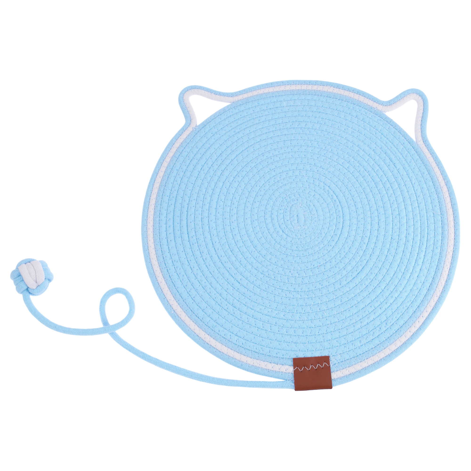 Unique Bargains S26012000UX3704 Cat Scratcher Mat Cotton Rope Cat Scratch Pad 16.54 Inch Round Horizontal Cat Floor Scratching Pad Rug Cat Furniture Protector for Wall Sofas Blue