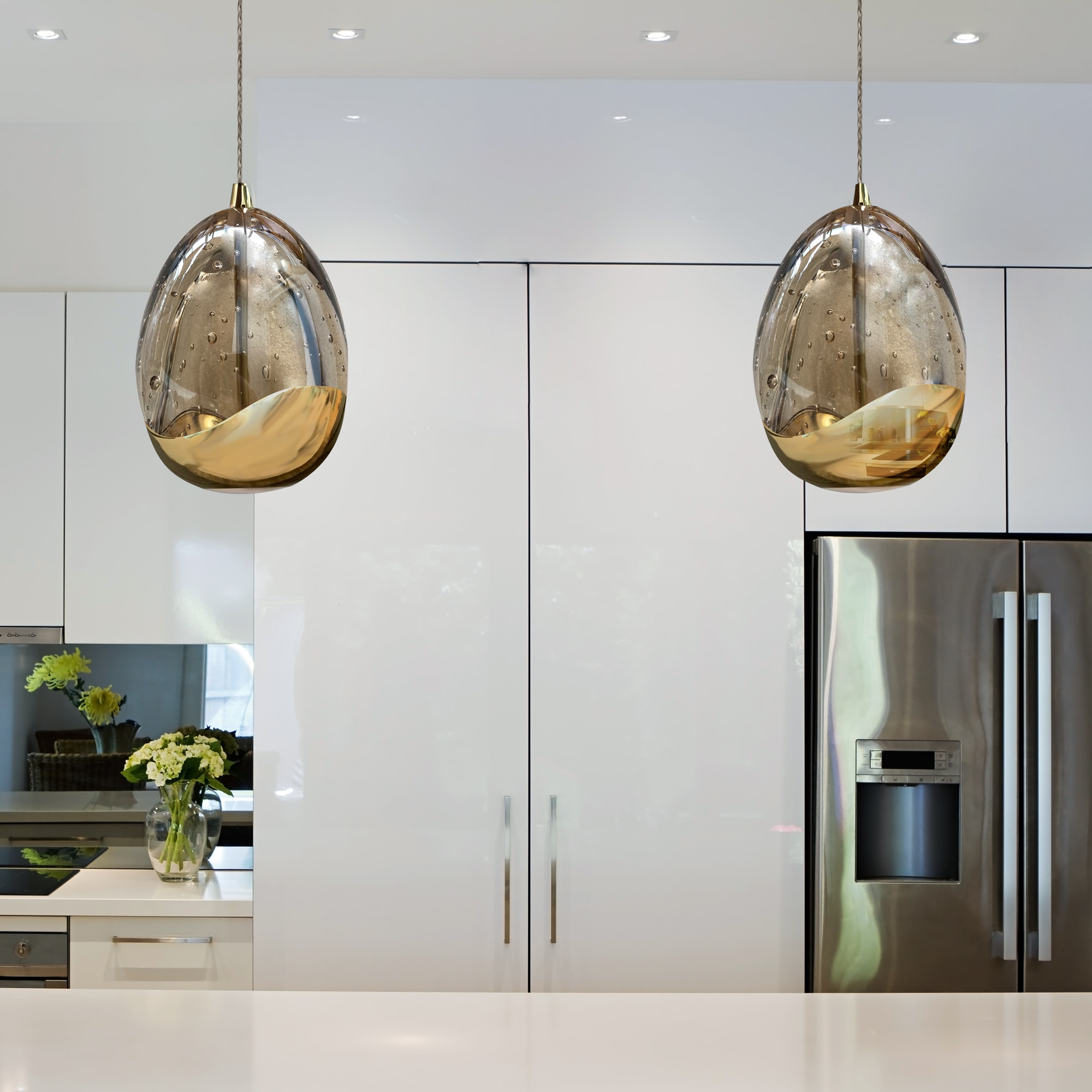 Elegant Venezia Gold LED Pendant with Champagne Glass Shade