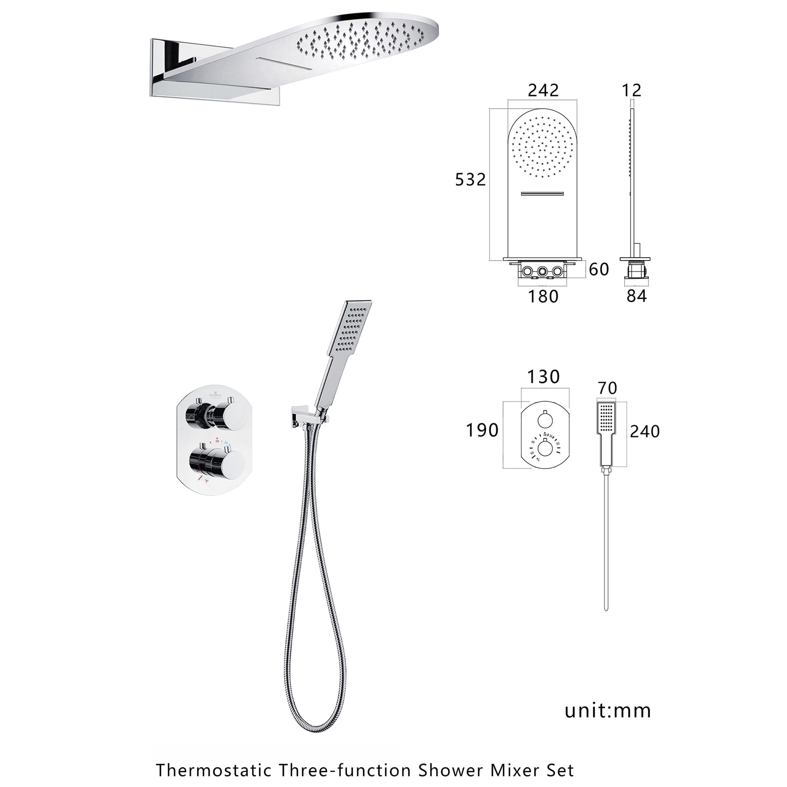 BWE A-98012-C Showerhead-Bar-Panels - View #9