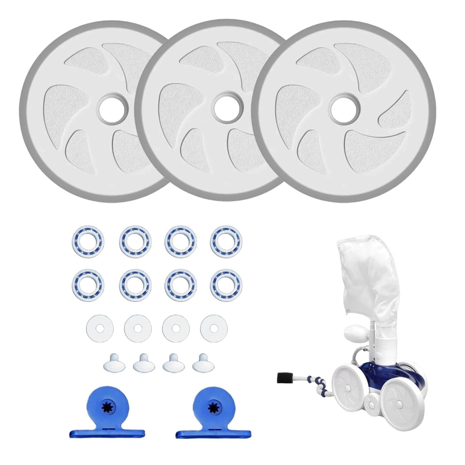 KHKFY  Pool Cleaner Replacement Kit Fit for Polaris 180 280 Includes Large Wheels Wheel Bearings Turbine Bearings Plastic Screws
