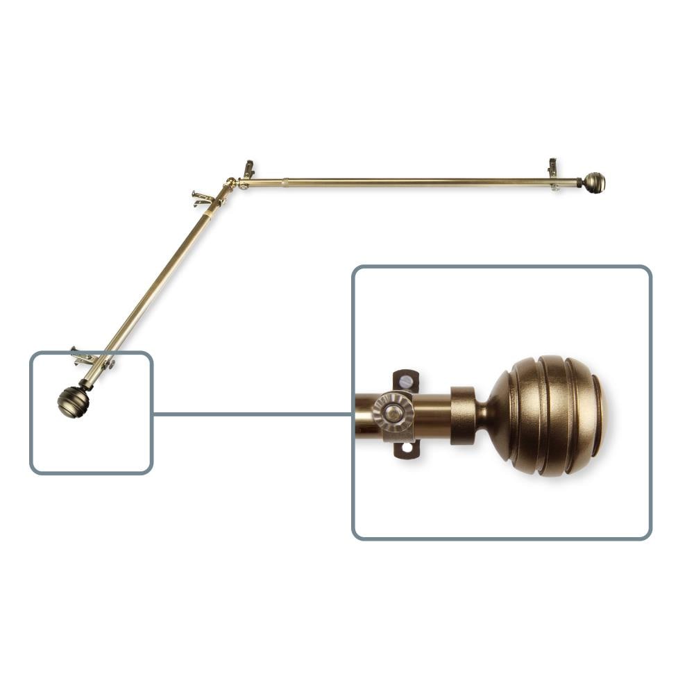 Hart & Harlow L4891-484CR Polly 13/16-in 48-in to 84-in Antique brass Steel Corner curtain rod with Finials