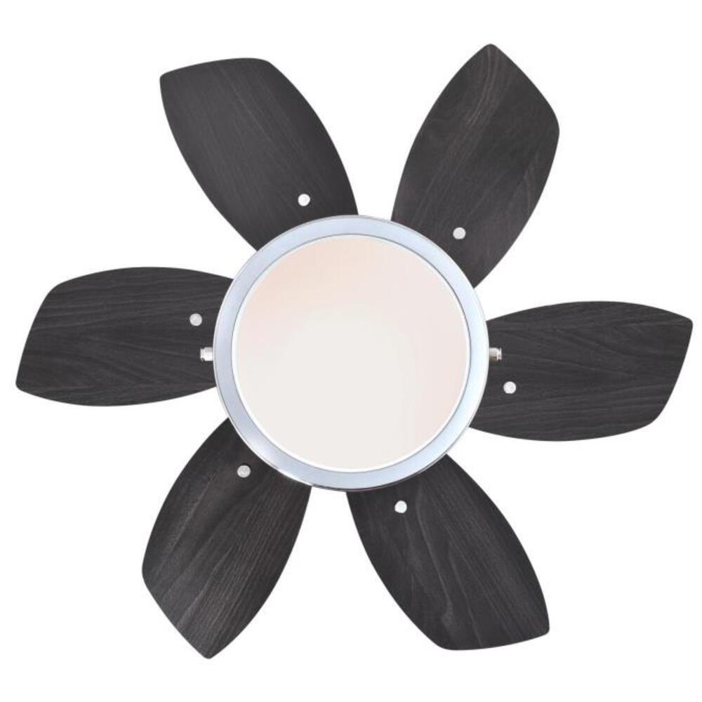 24-Inch Chrome Ceiling Fan with Brown Blades and LED Light