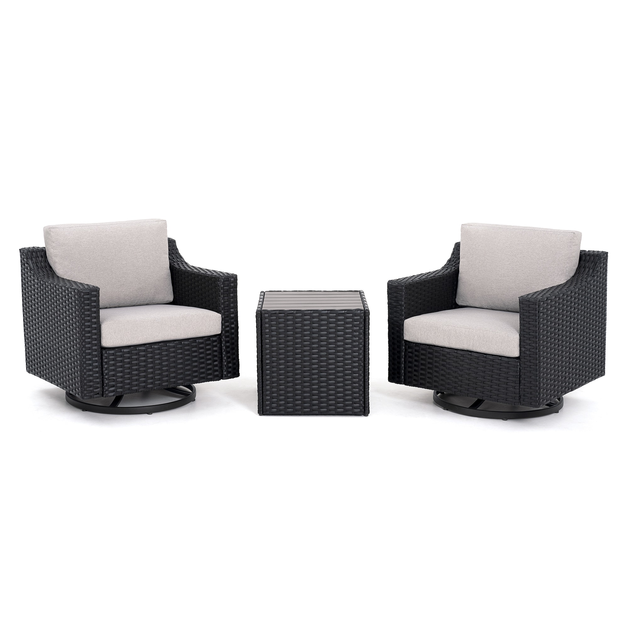  EL-SF3-ZG-WL3 3 -Piece Wicker Patio Conversation Set with Gray Cushions