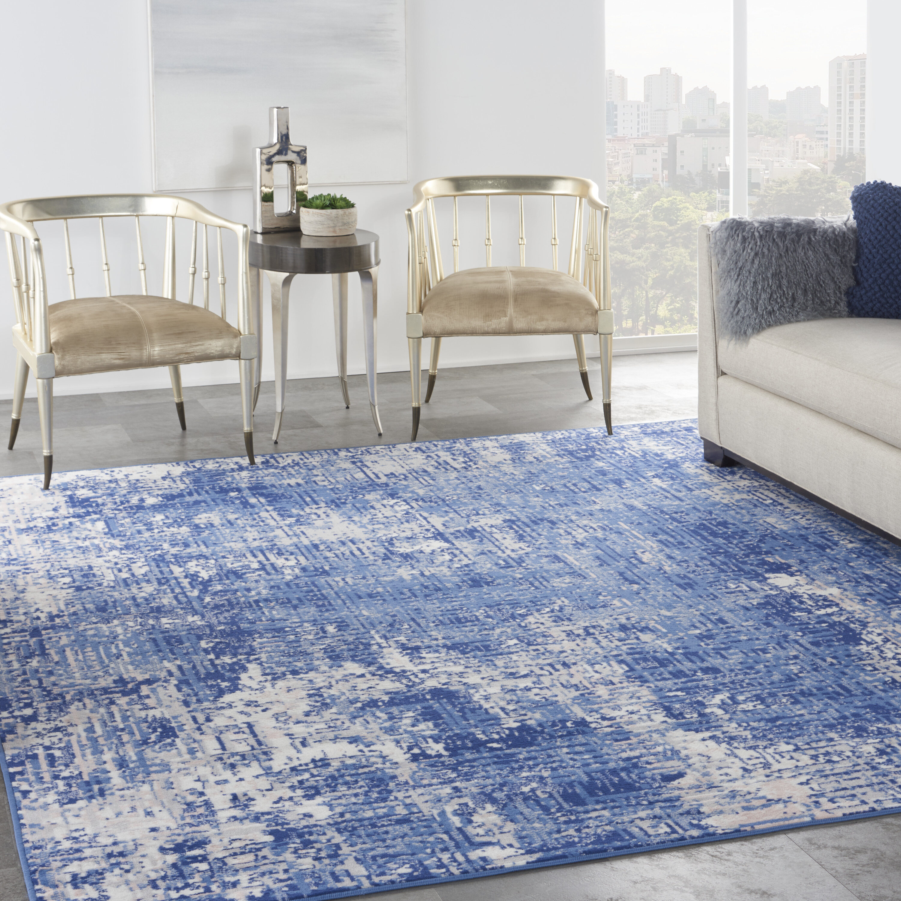 Nourison Whimsicle 8 X 10 (ft) Blue Ivory Indoor Distressed/Overdyed ...