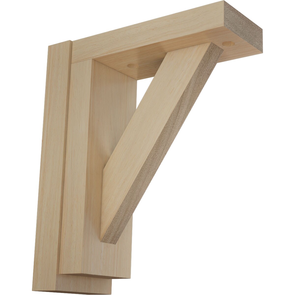 Ekena Millwork BKT02X06X07TRRW Traditional 2-1/2-in x 6-1/4-in x 7-1/2-in Rubberwood Brown Wood Standard bracket