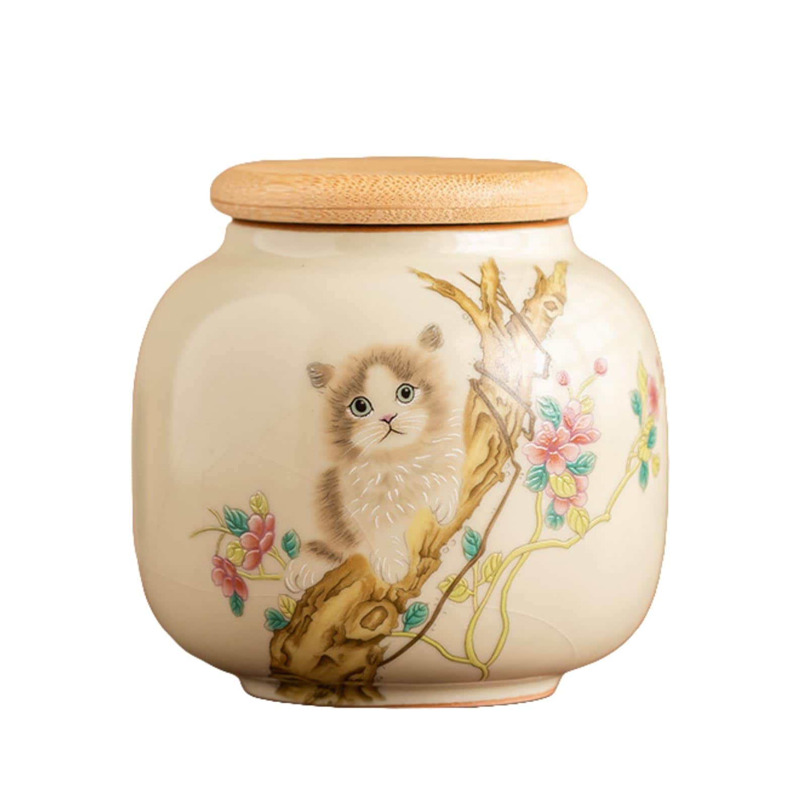 Lukvuzo Ceramic Tea Canister 9oz Airtight Lid Animal Design Storage Jar ...