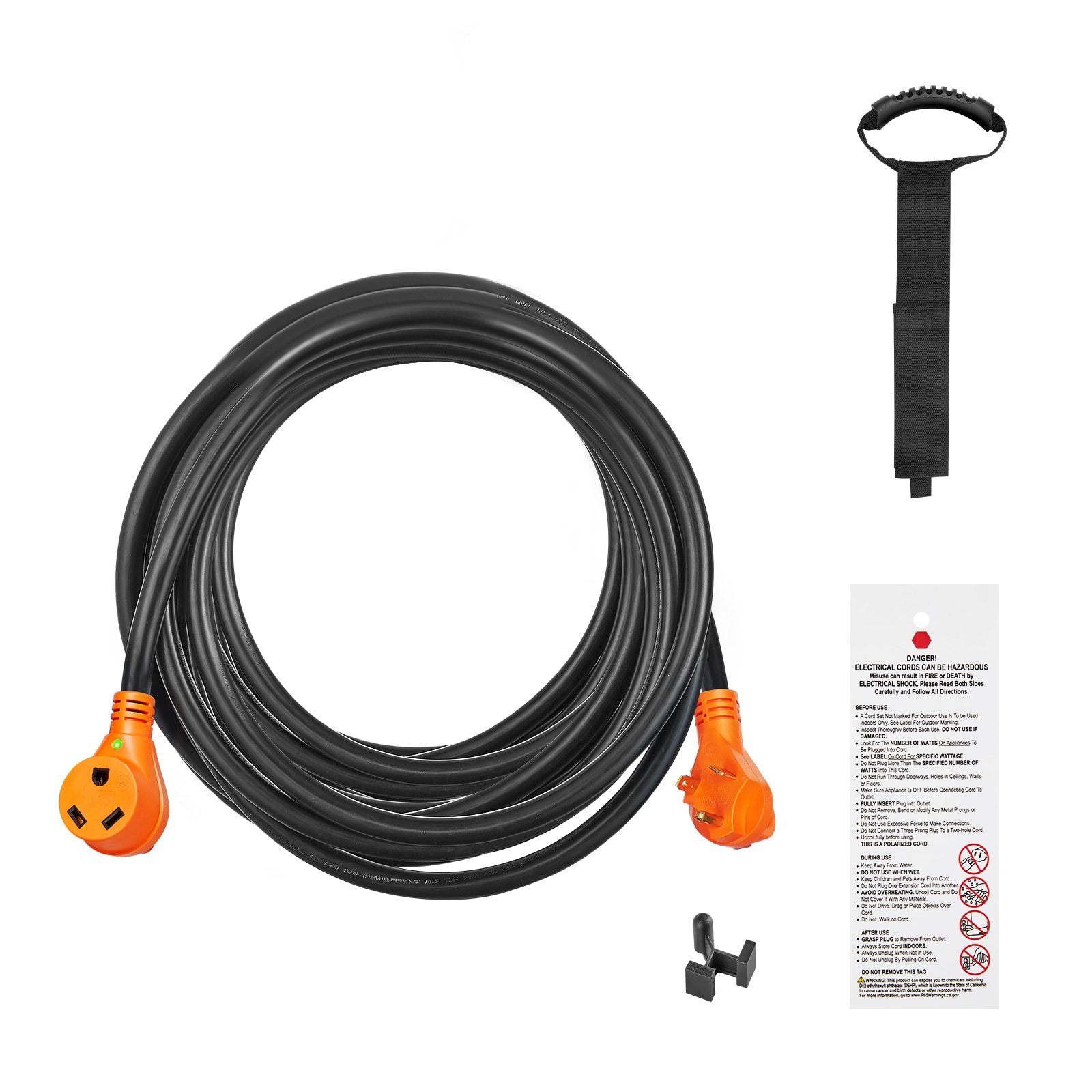VEVOR 25-ft 4 Heavy Duty 3 Prong Black Indoor/Outdoor Extension Power Cord