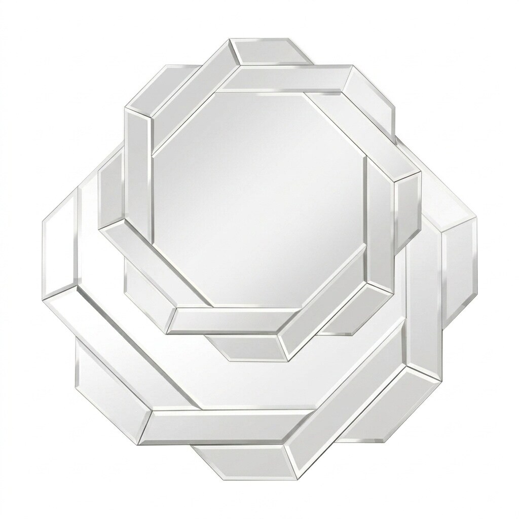 Aoibox  24 in x 24 in Round Frameless Beveled Helicoid Spiral Wall Mirror Boho Decorative Accent Mirror for Bathroom Vanity Use