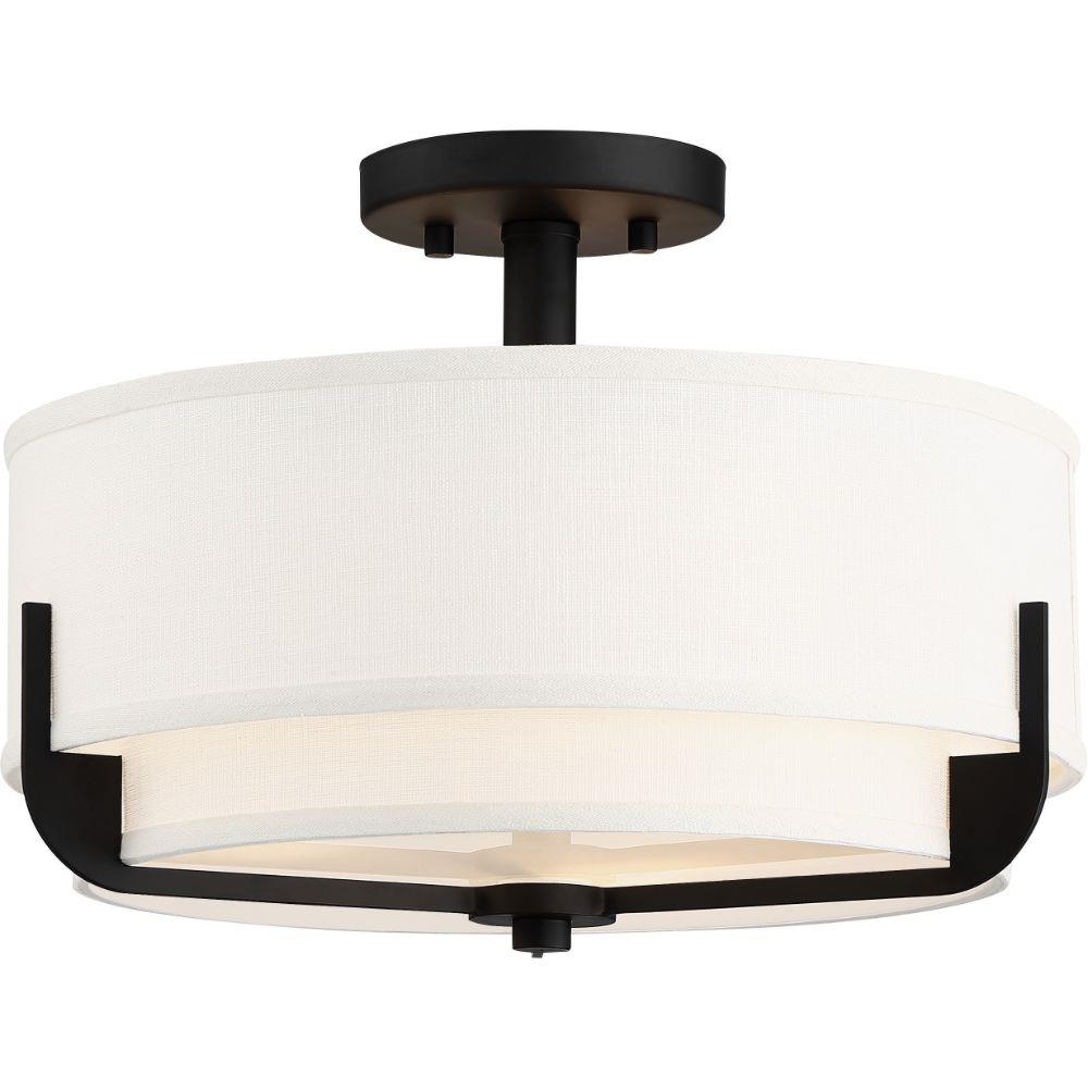 3-Light 15-in Aged Bronze Incandescent Semi-flush Mount Light in the ...