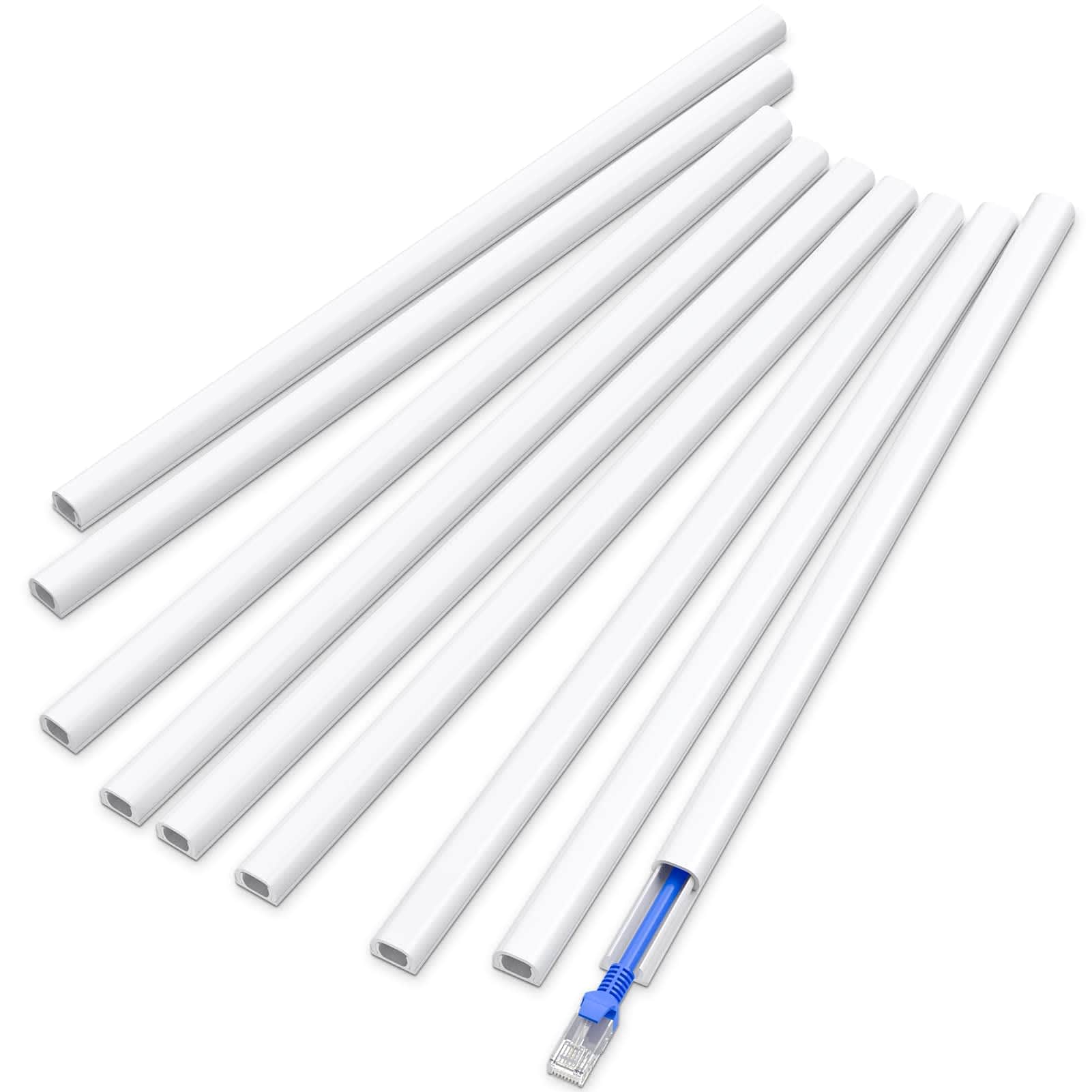 Etokfoks EFT1013G537 128in Self Adhesive Cord Cover for 1 Mini Cable Wire Hider on Wall Easy Install Cable Management Raceway White W048 H03in