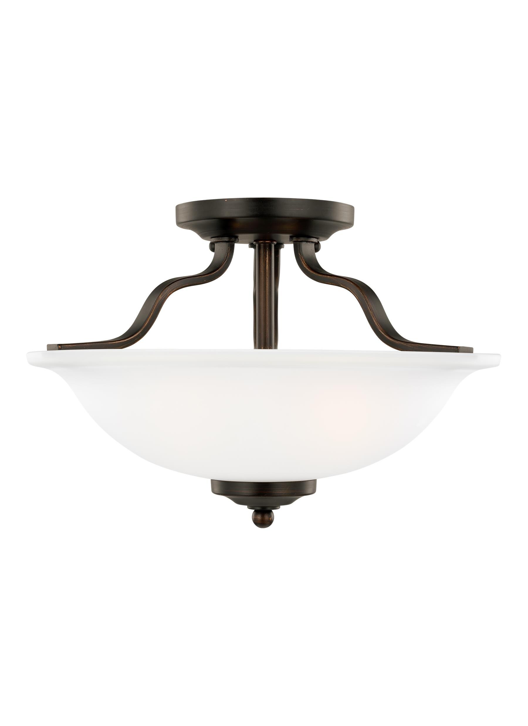 Generation Lighting 7739002EN3-710 Emmons 2 -Light 13-in Multiple finishes Bronze Semi Flush Mount Light ENERGY STAR Certified
