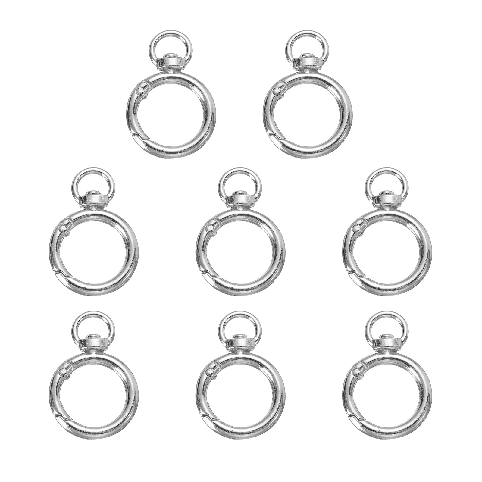 Harfington 8pcs Spring O Ring Clip Metal Spring Clasp Key Ring Keychain Snap Buckle Accessories for Purse Shoulder Bag Lanyard Leather DIY Crafts Silver