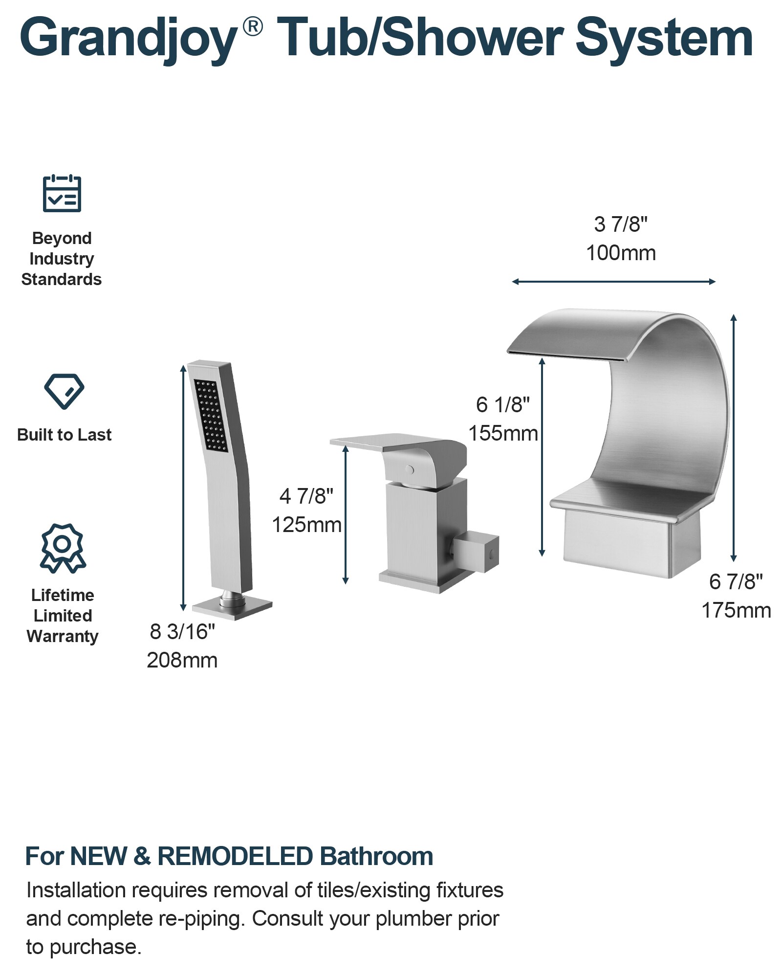 GRANDJOY SFS-1058-BK10 Roman-Tub-Faucets - View #15