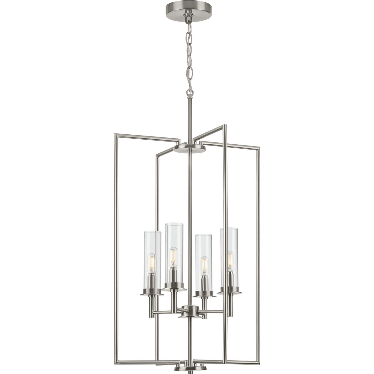 Progress Lighting Kellwyn 4-Light Brushed Nickel Transitional Clear Glass  Lantern Pendant Light In The Pendant Lighting Department At Lowes.Com