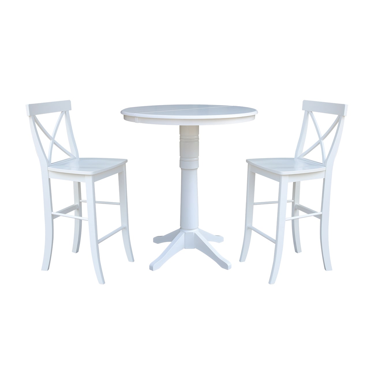 International Concepts K08-36RXT-27B-S6133 White Traditional Dining Room Set with Round Table (Seats 2)